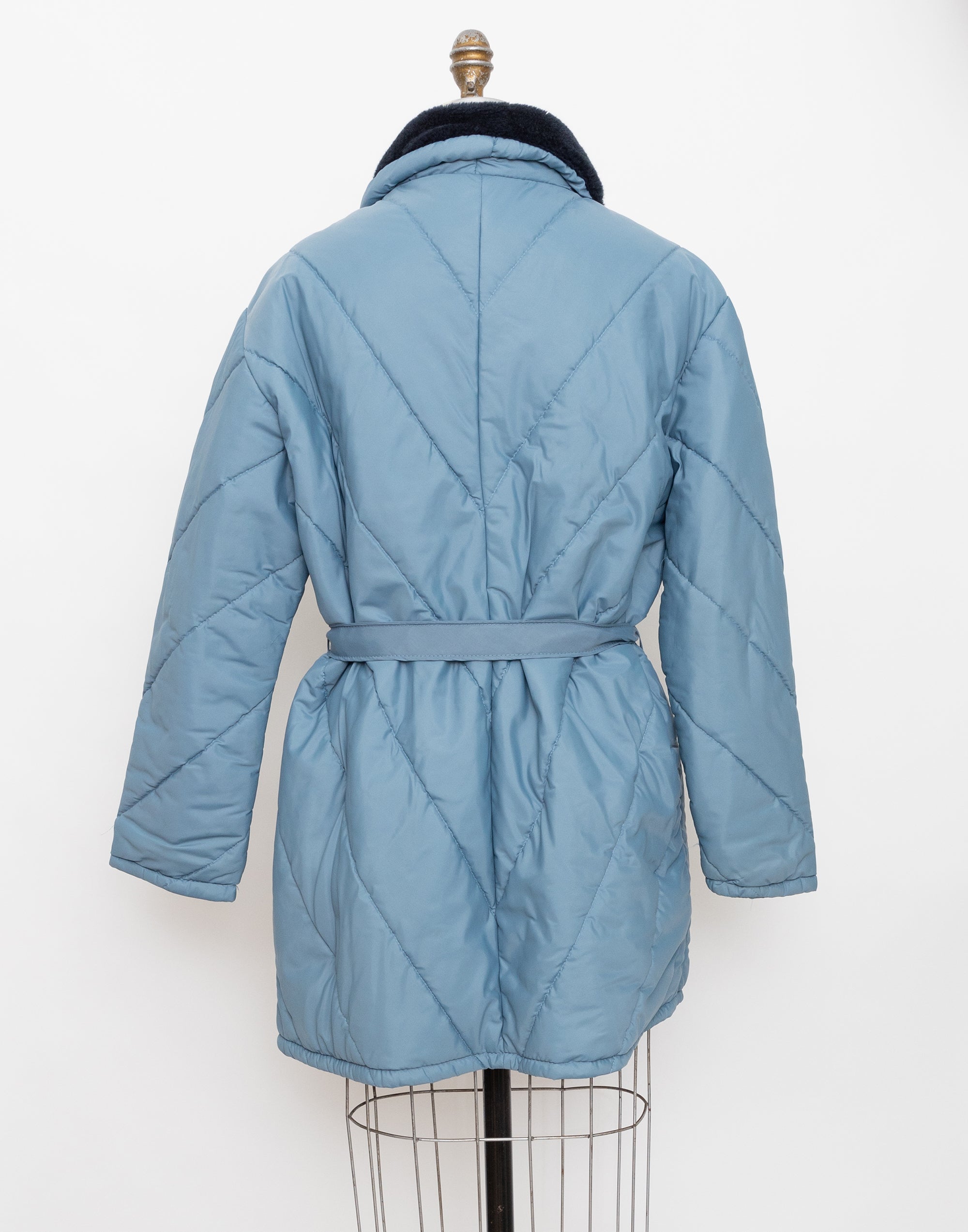 80s haband dusty blue quilted jacket