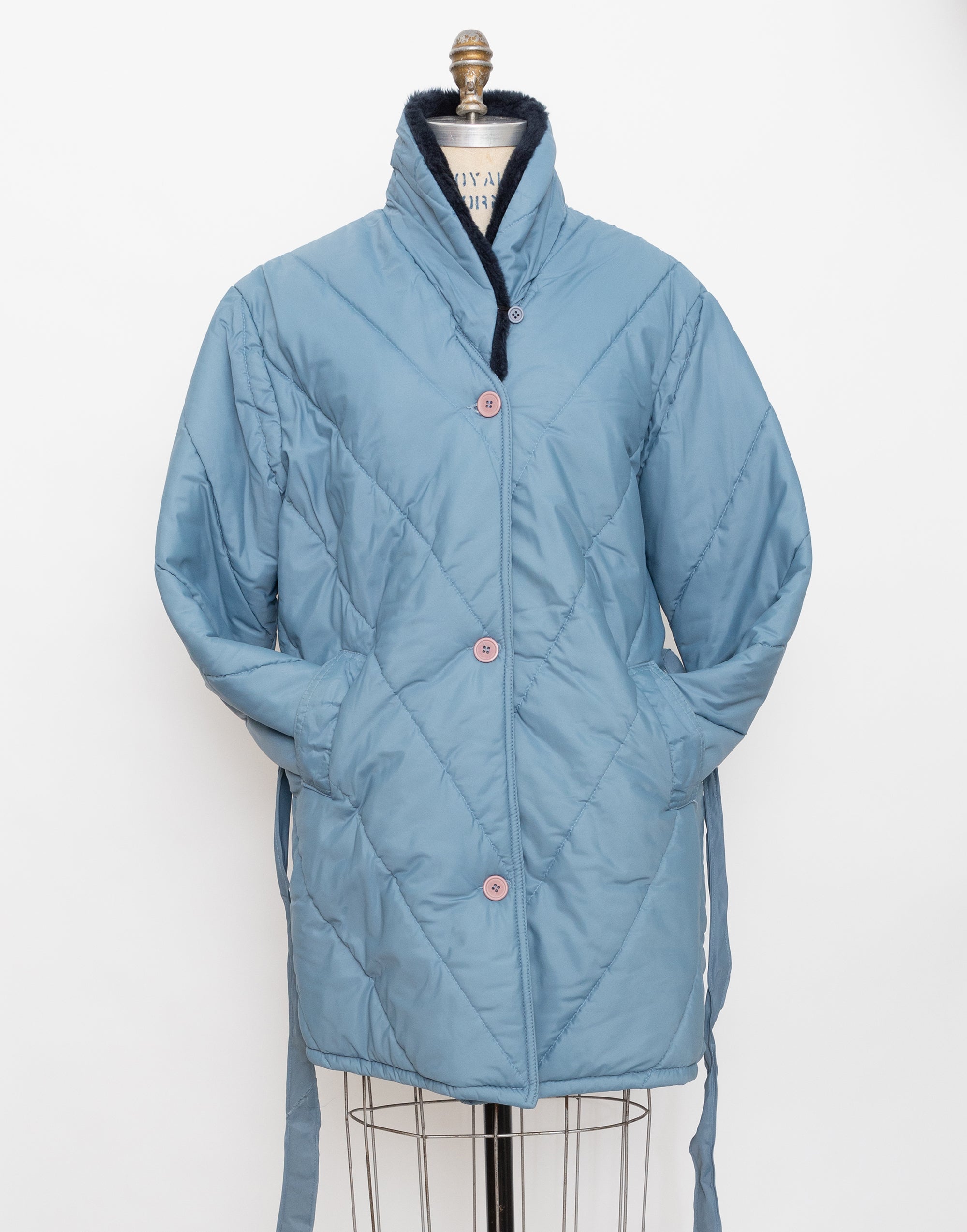 80s haband dusty blue quilted jacket