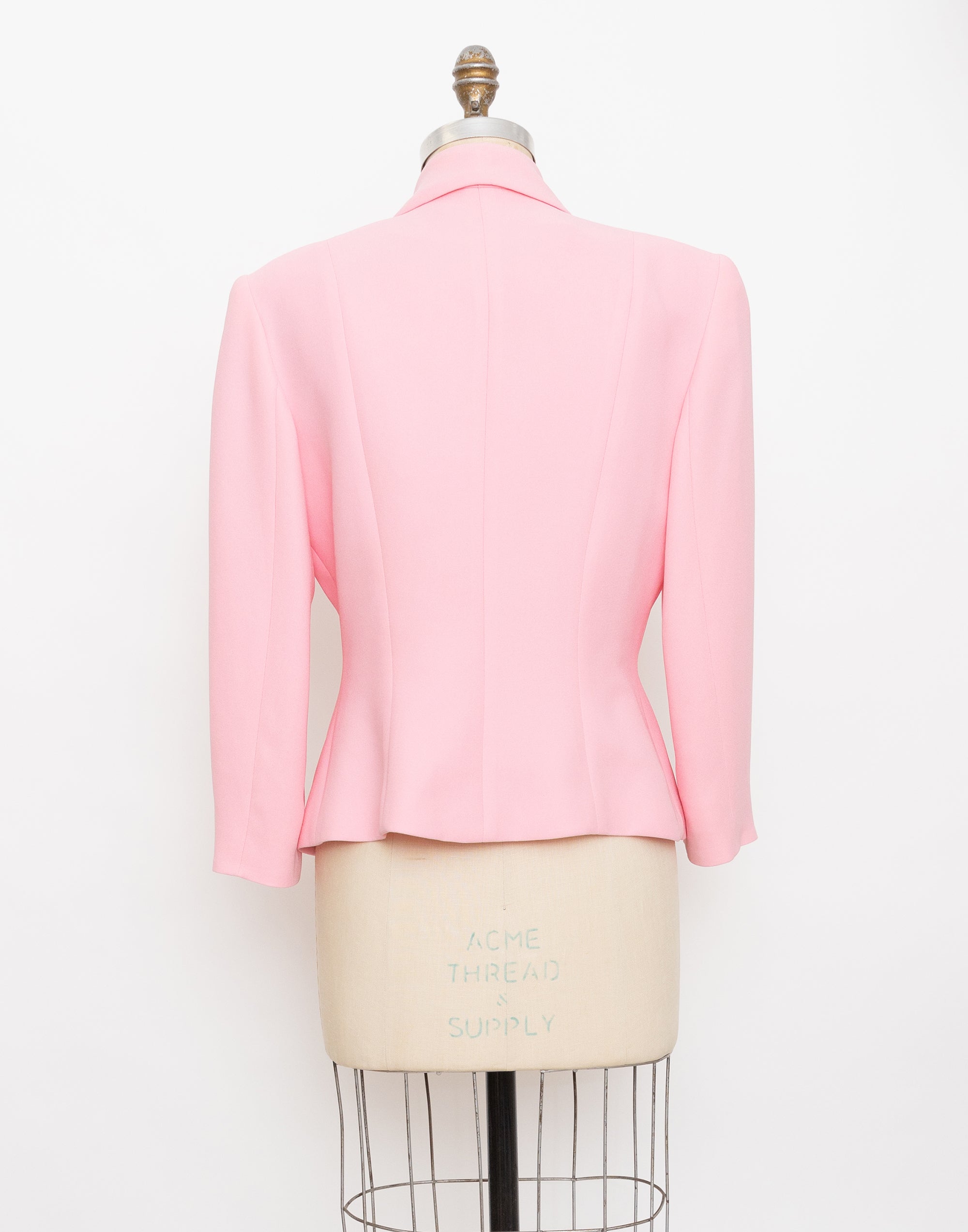 2000s Banu bubblegum pink blazer with gold buttons 3