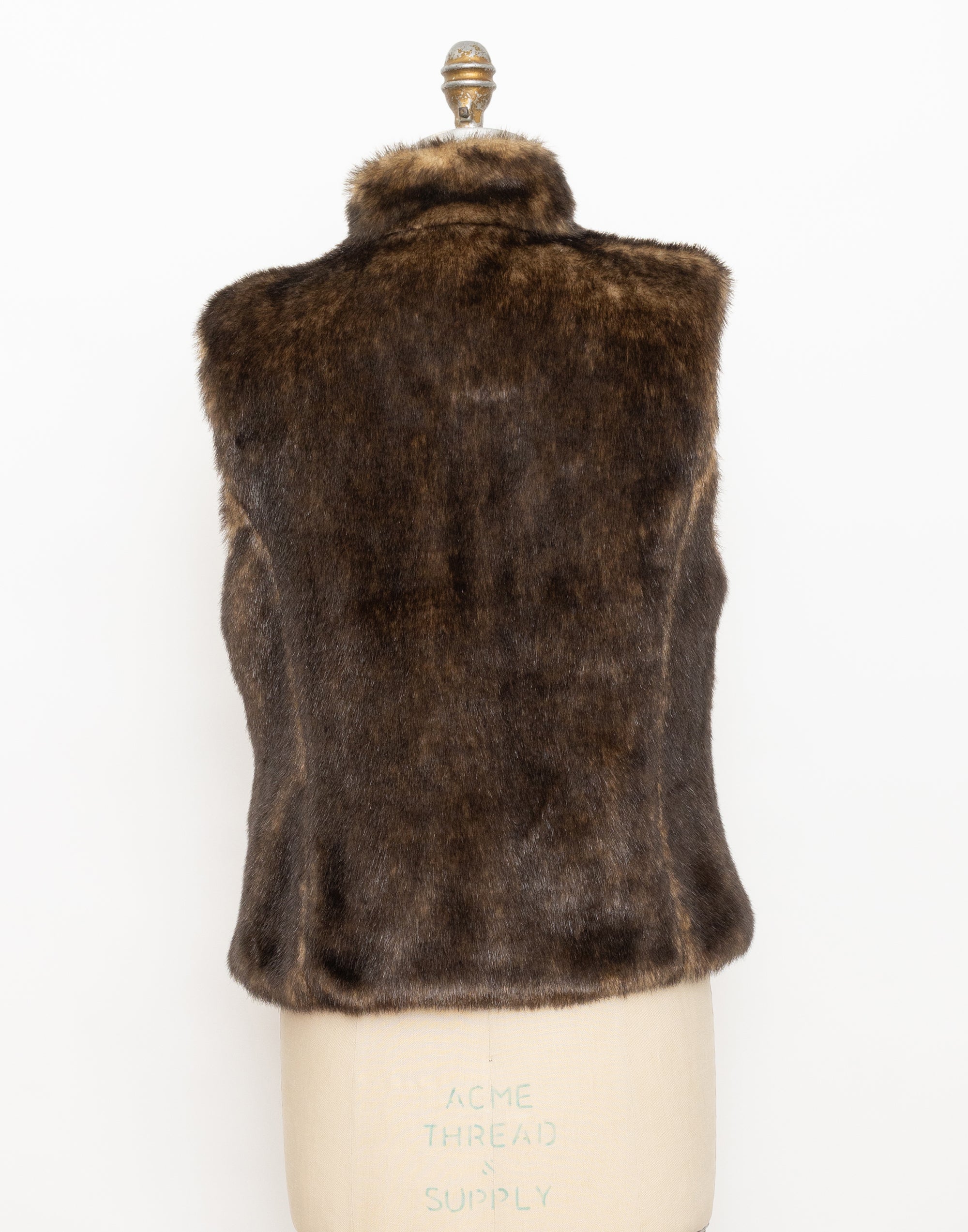 90s brown faux fur reversible vest