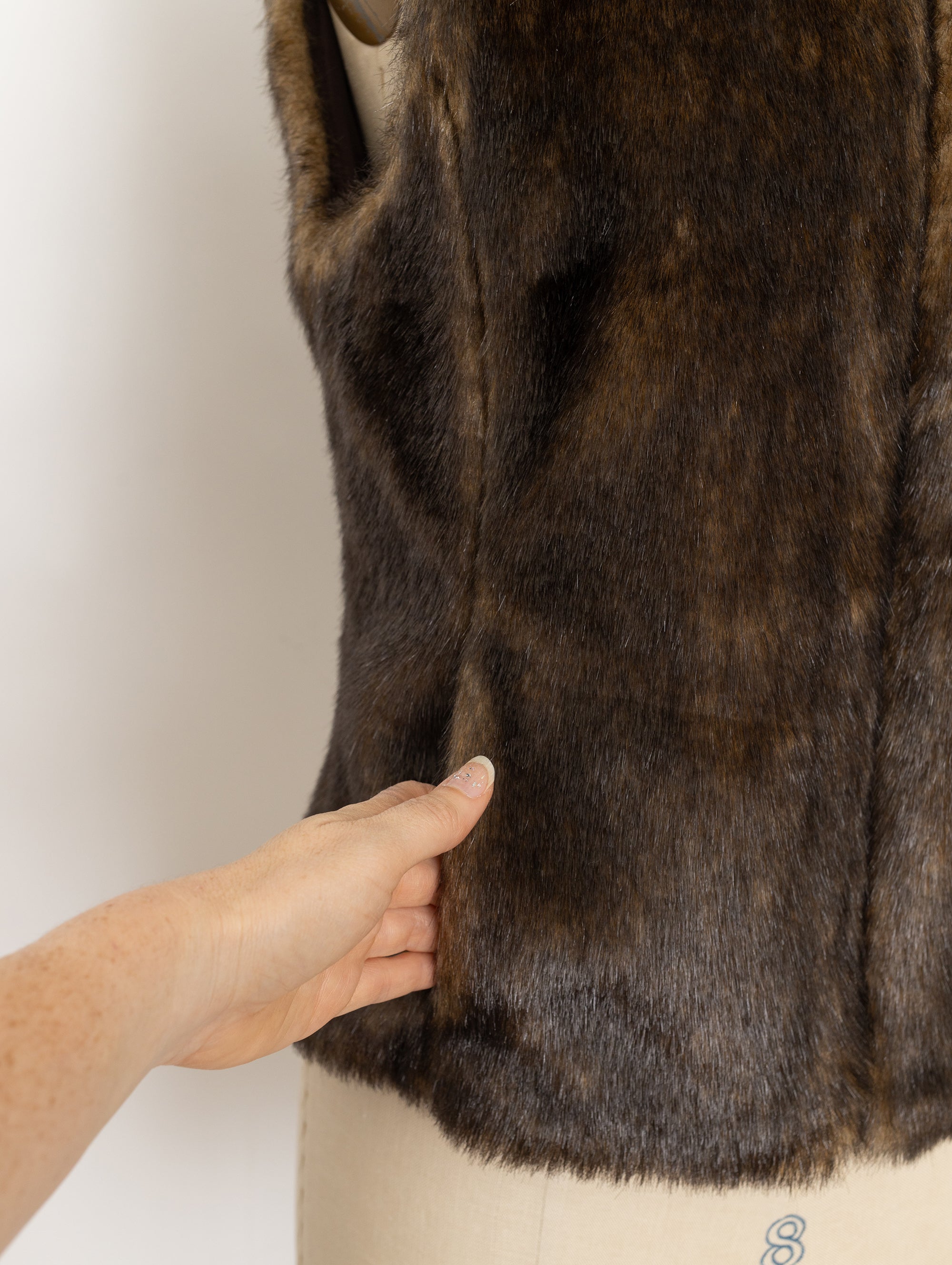 90s brown faux fur reversible vest