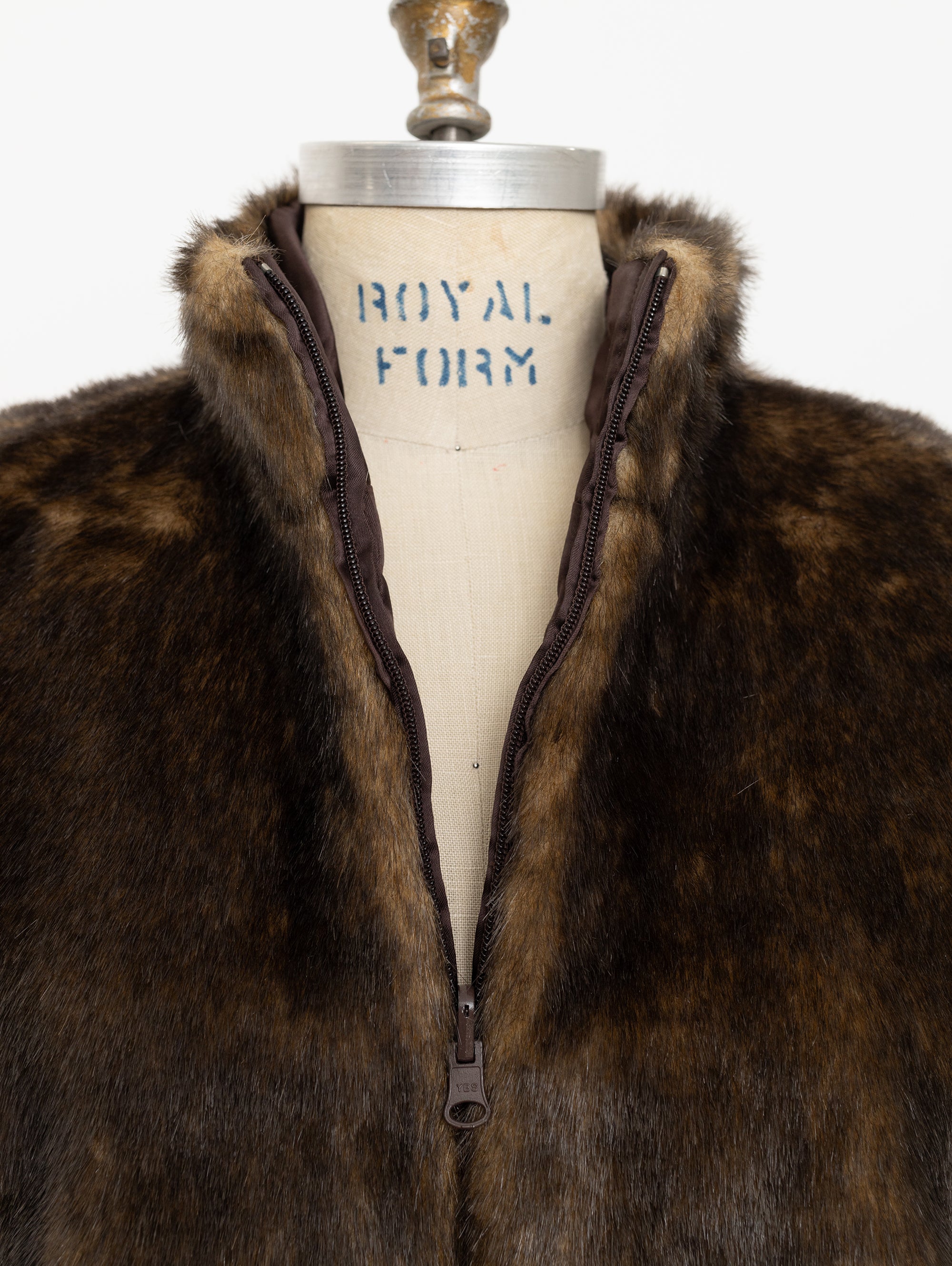 90s brown faux fur reversible vest