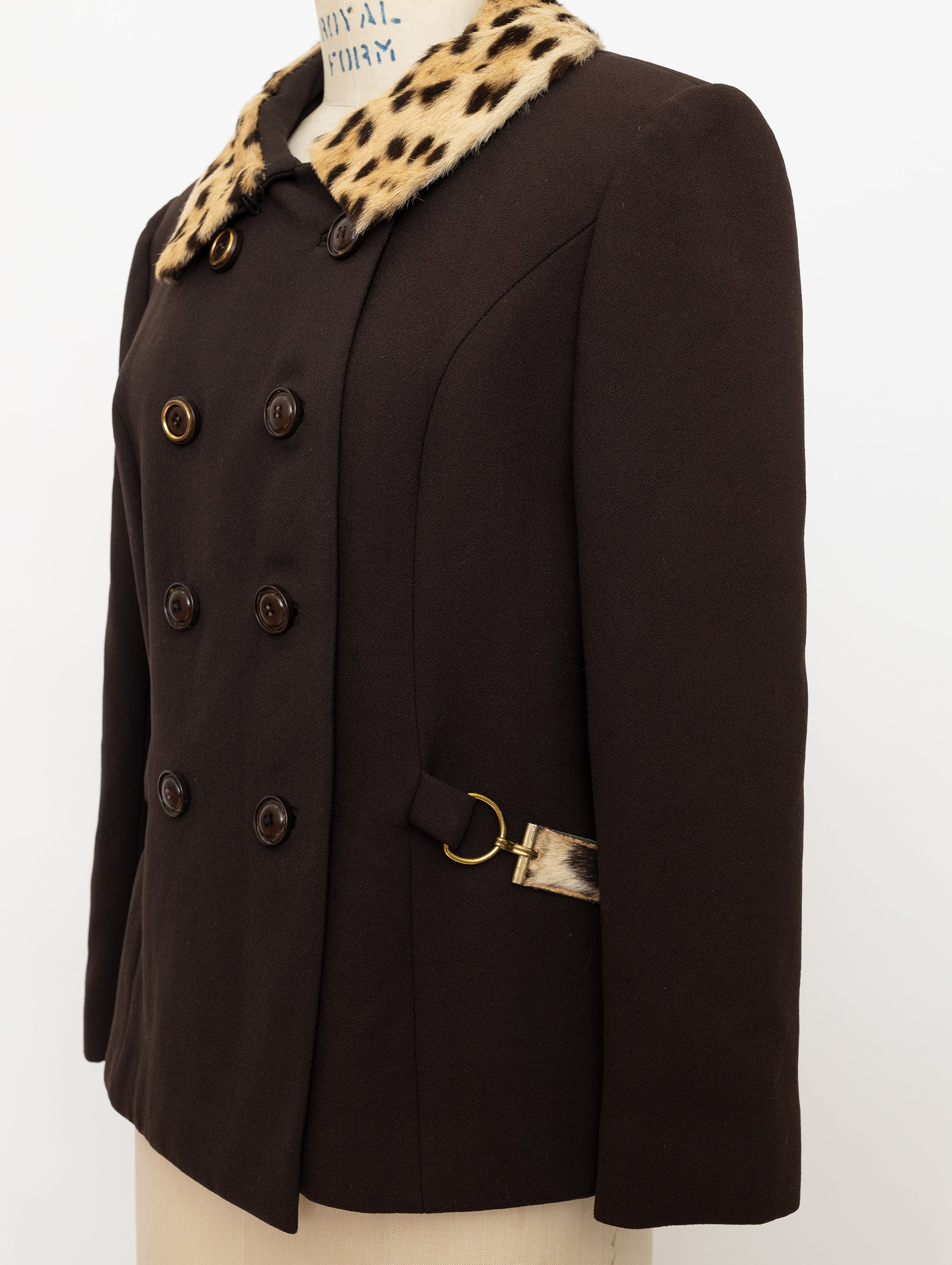 60s john wanamaker brown double breasted fur collar jacket