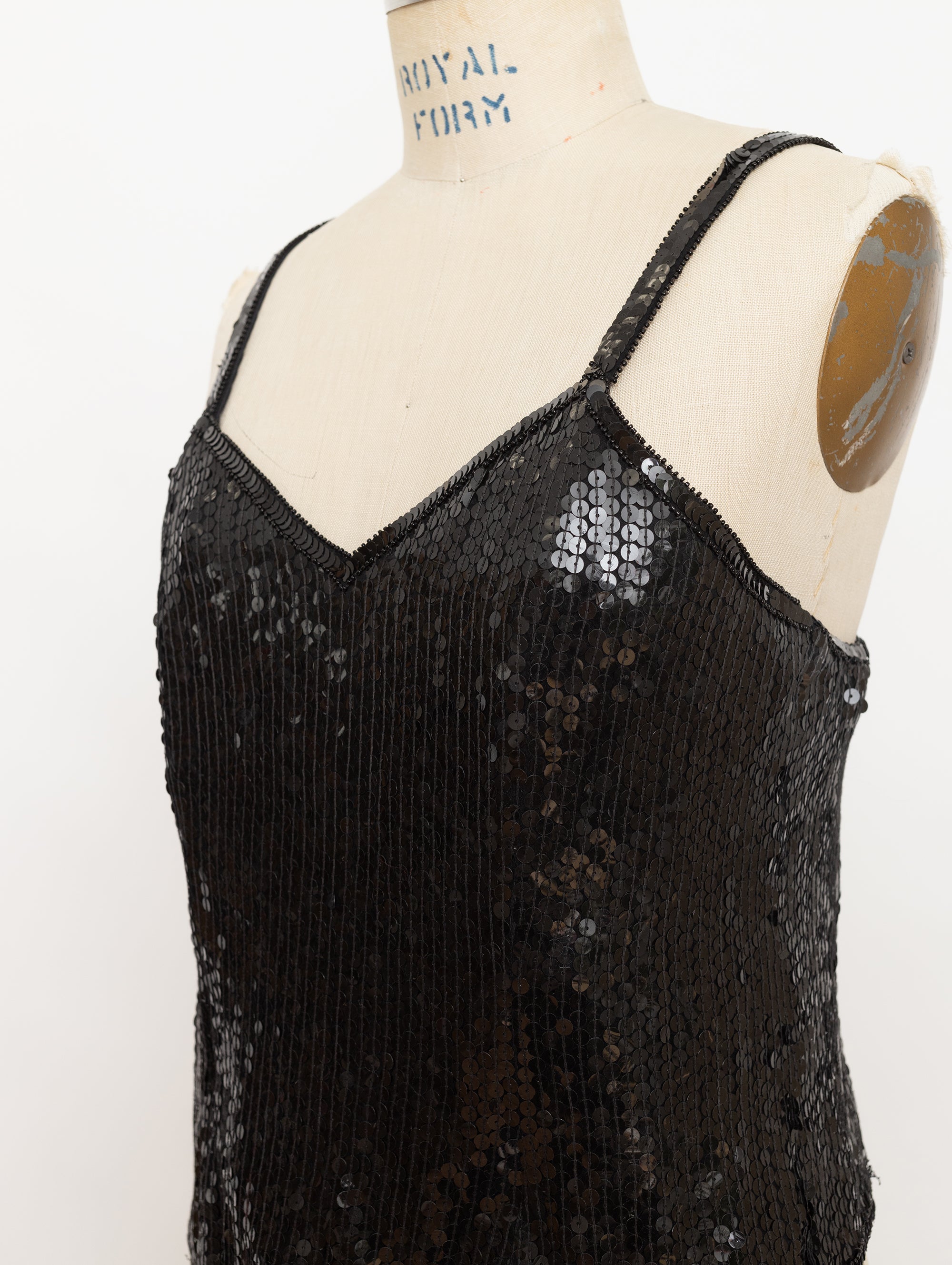 80s frank usher black sequin bustier top