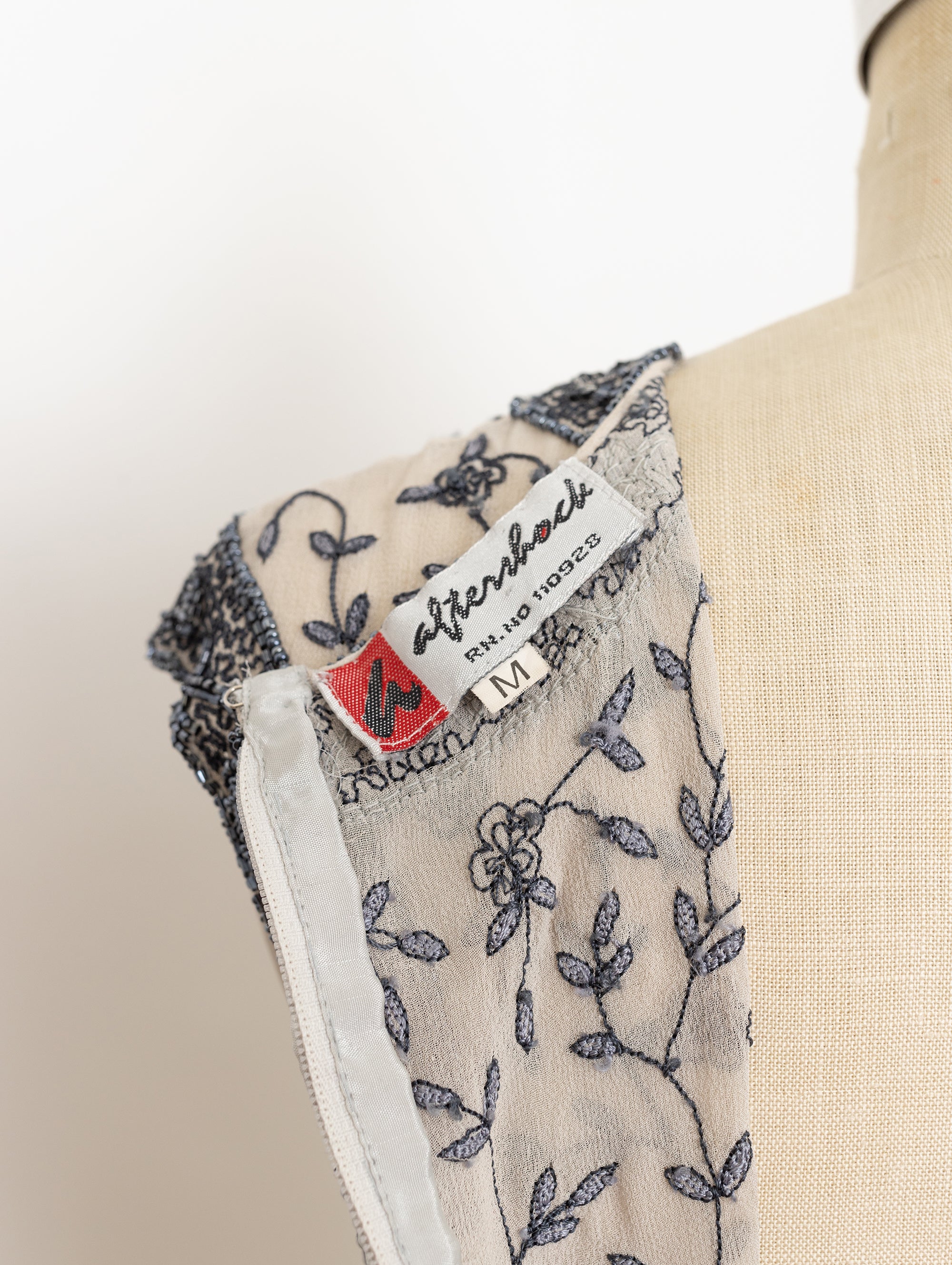 90s gunmetal and silk beaded and embroidered top