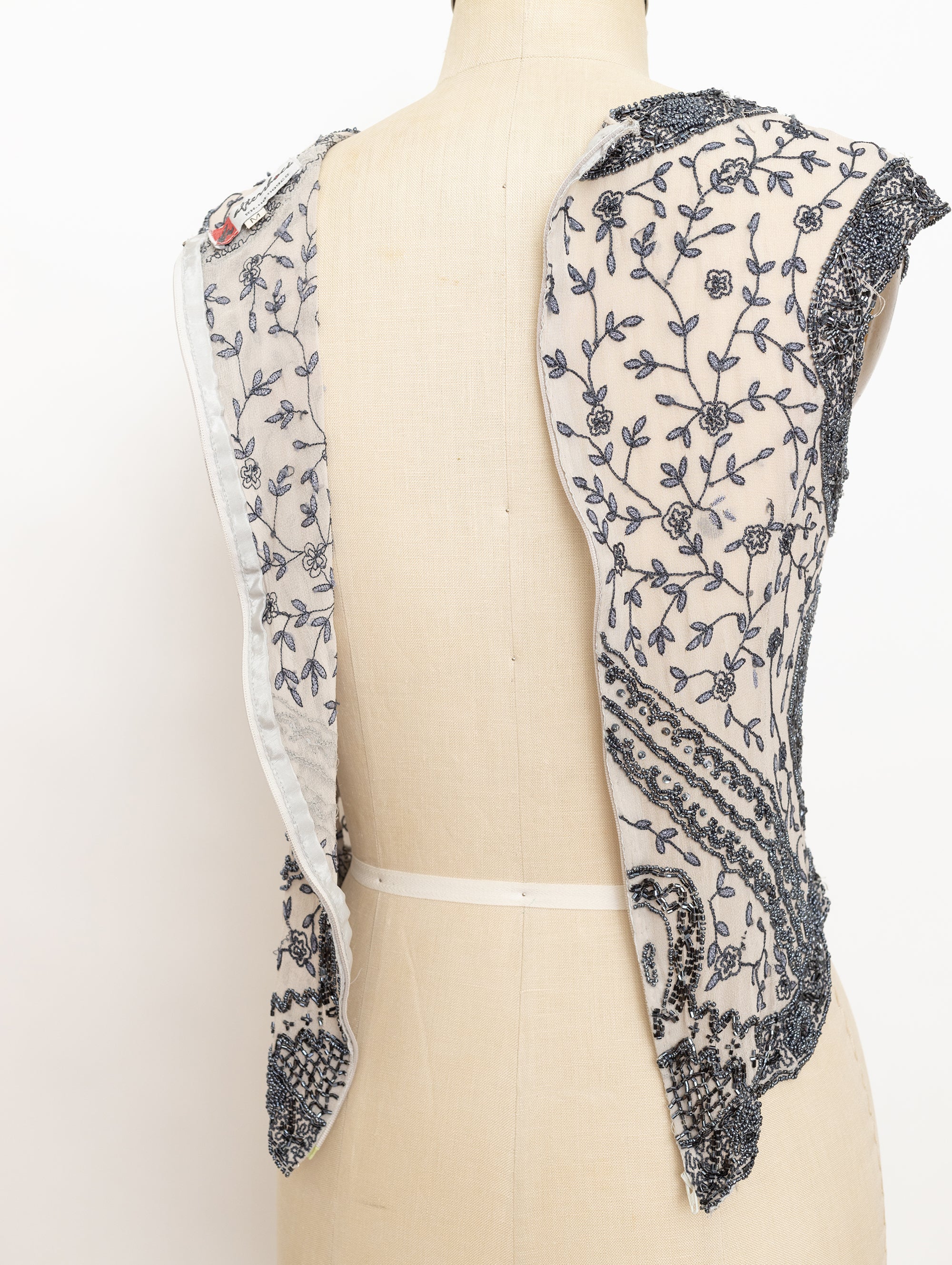 90s gunmetal and silk beaded and embroidered top
