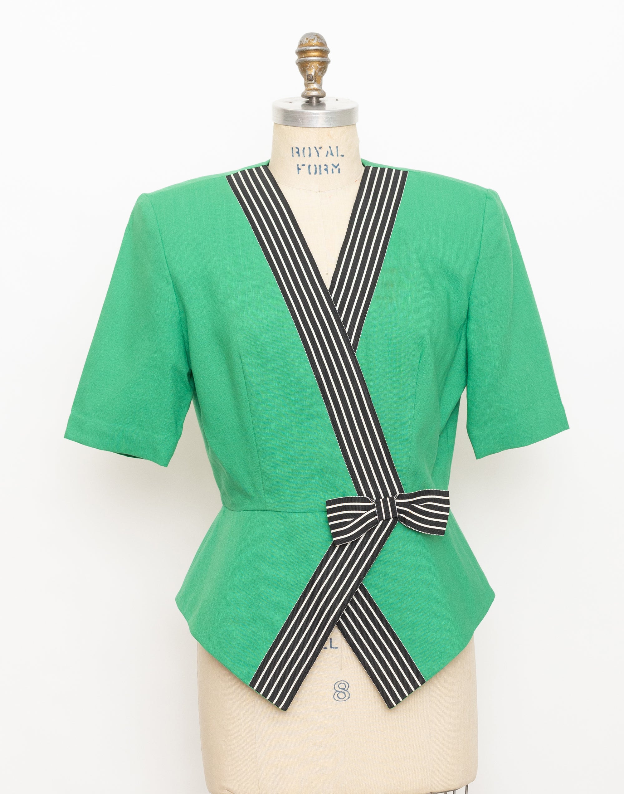 80s caron green blazer top