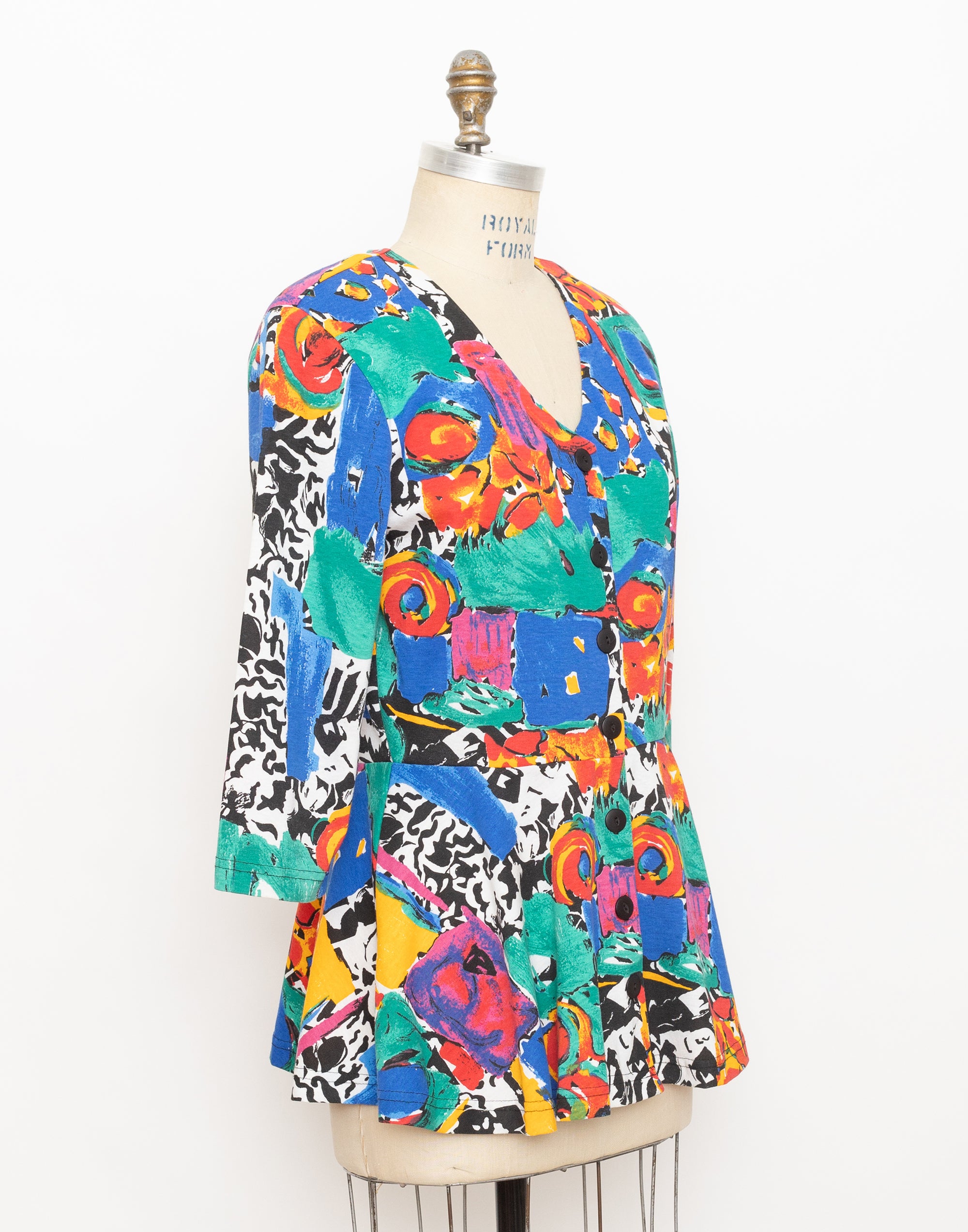 80s/90s Pinwheels multicolored abstract print top 2