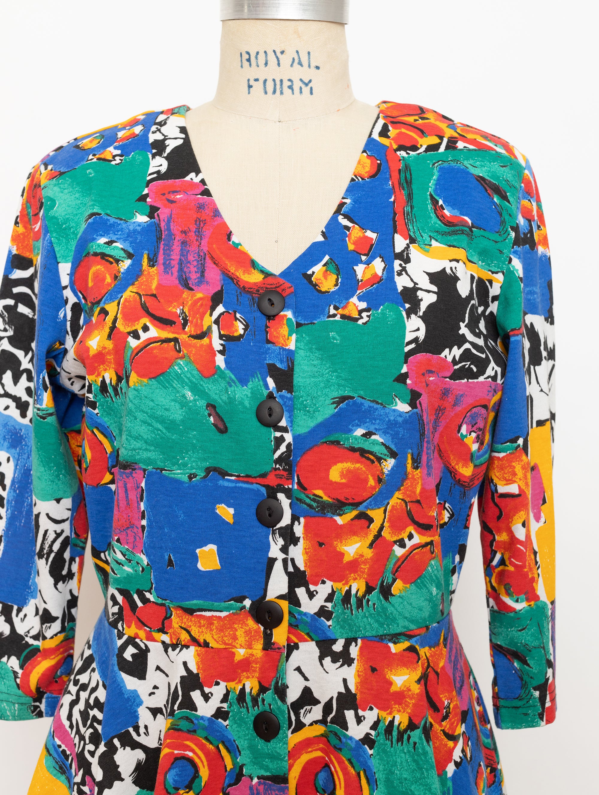 80s/90s Pinwheels multicolored abstract print top 4