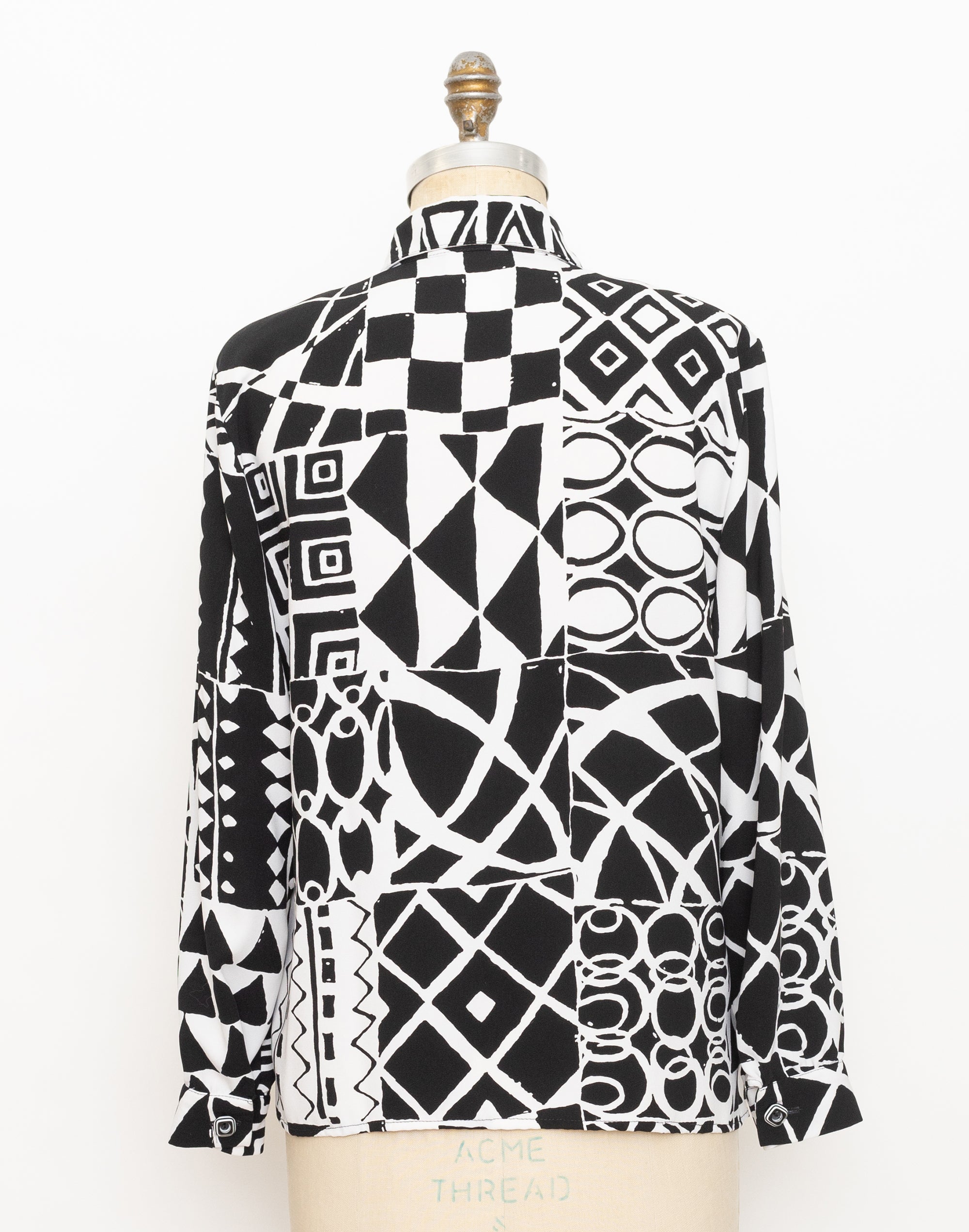 90s jordana black and white graphic blouse