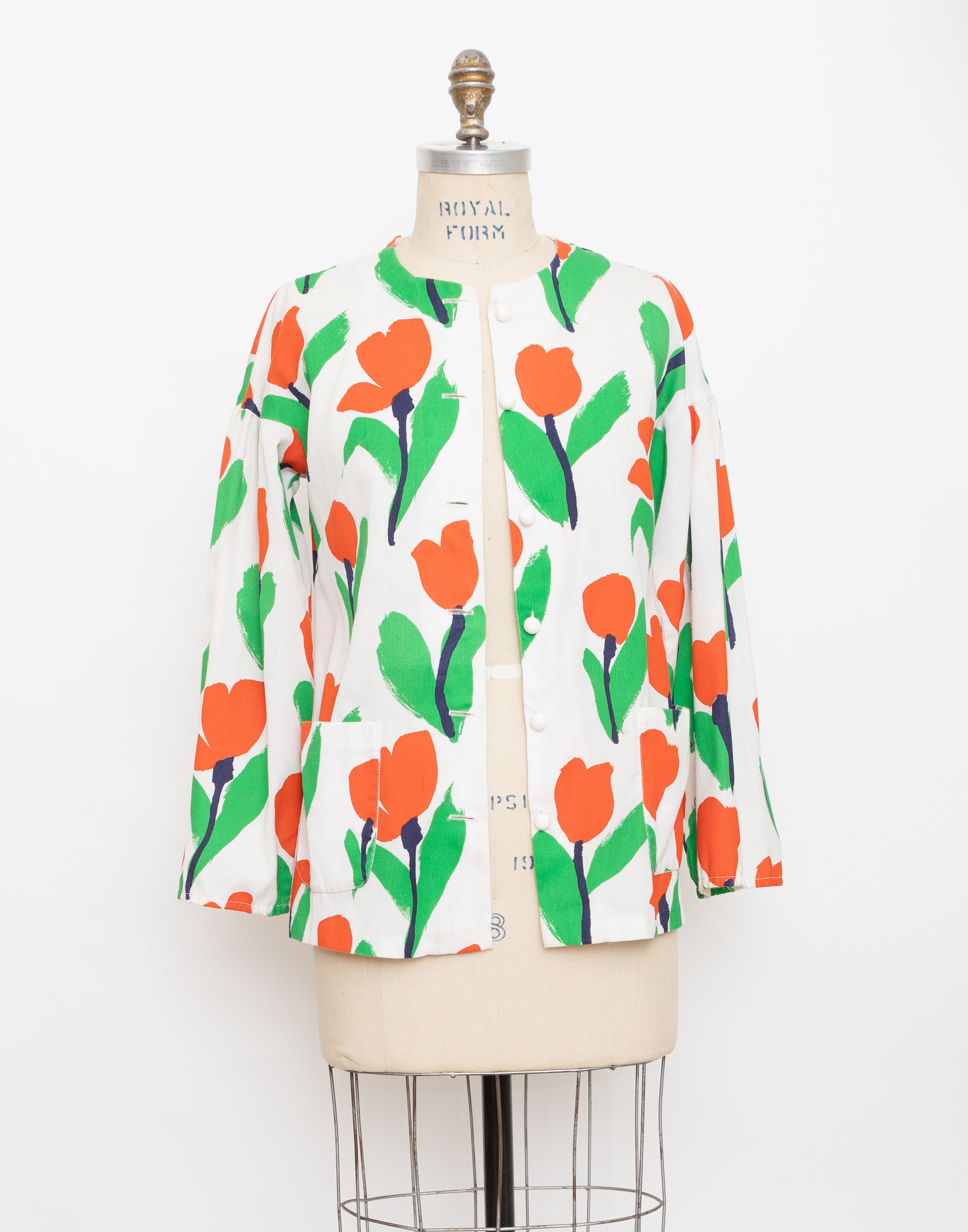 1970s A California Poppy tulip print lightweight chore jacket 1