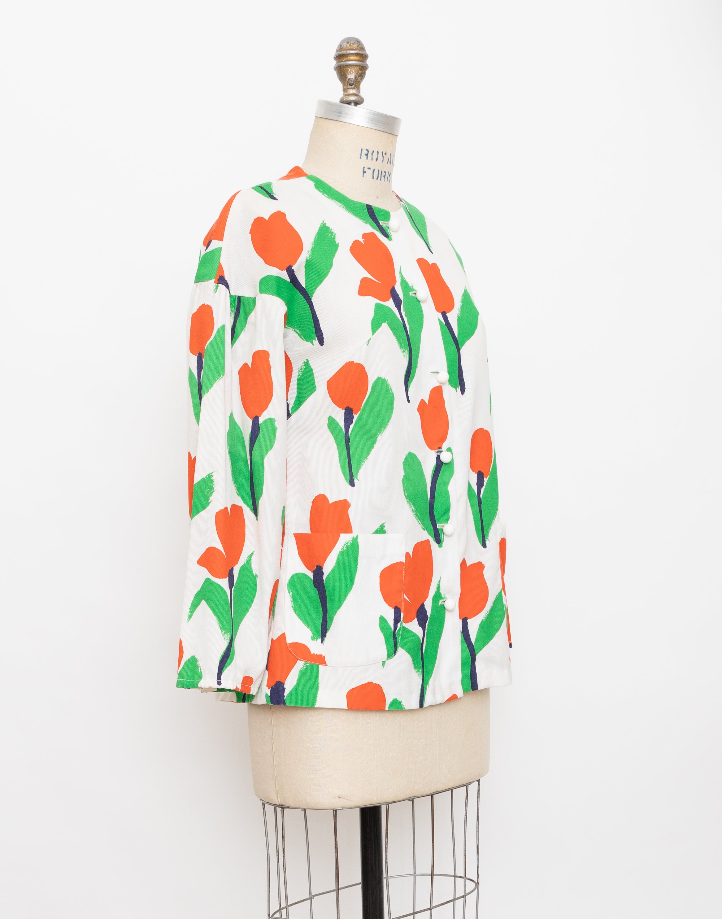 1970s A California Poppy tulip print lightweight chore jacket 3