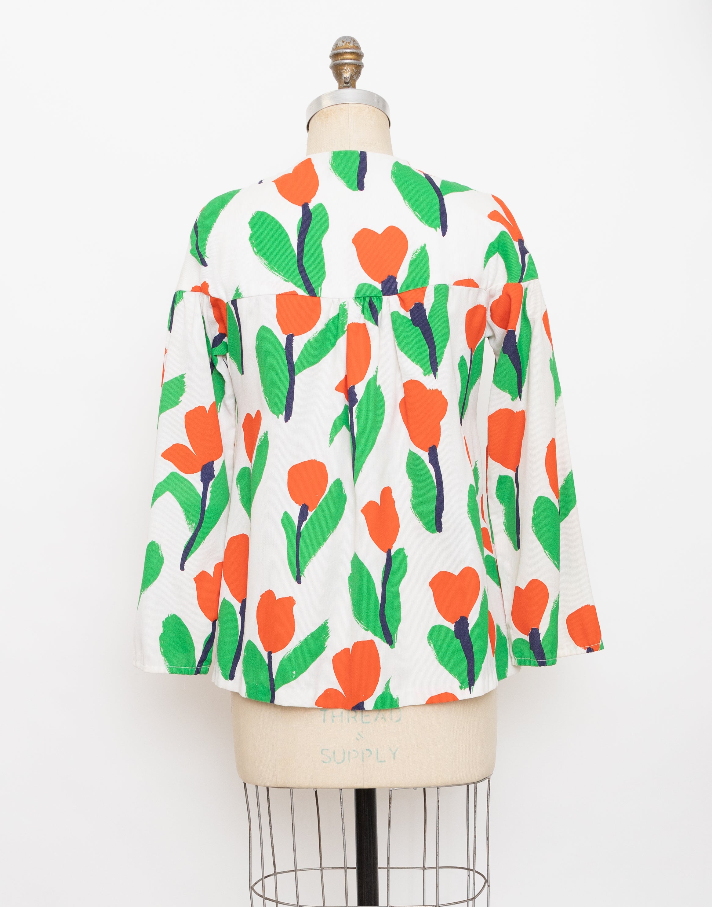 1970s A California Poppy tulip print lightweight chore jacket 4