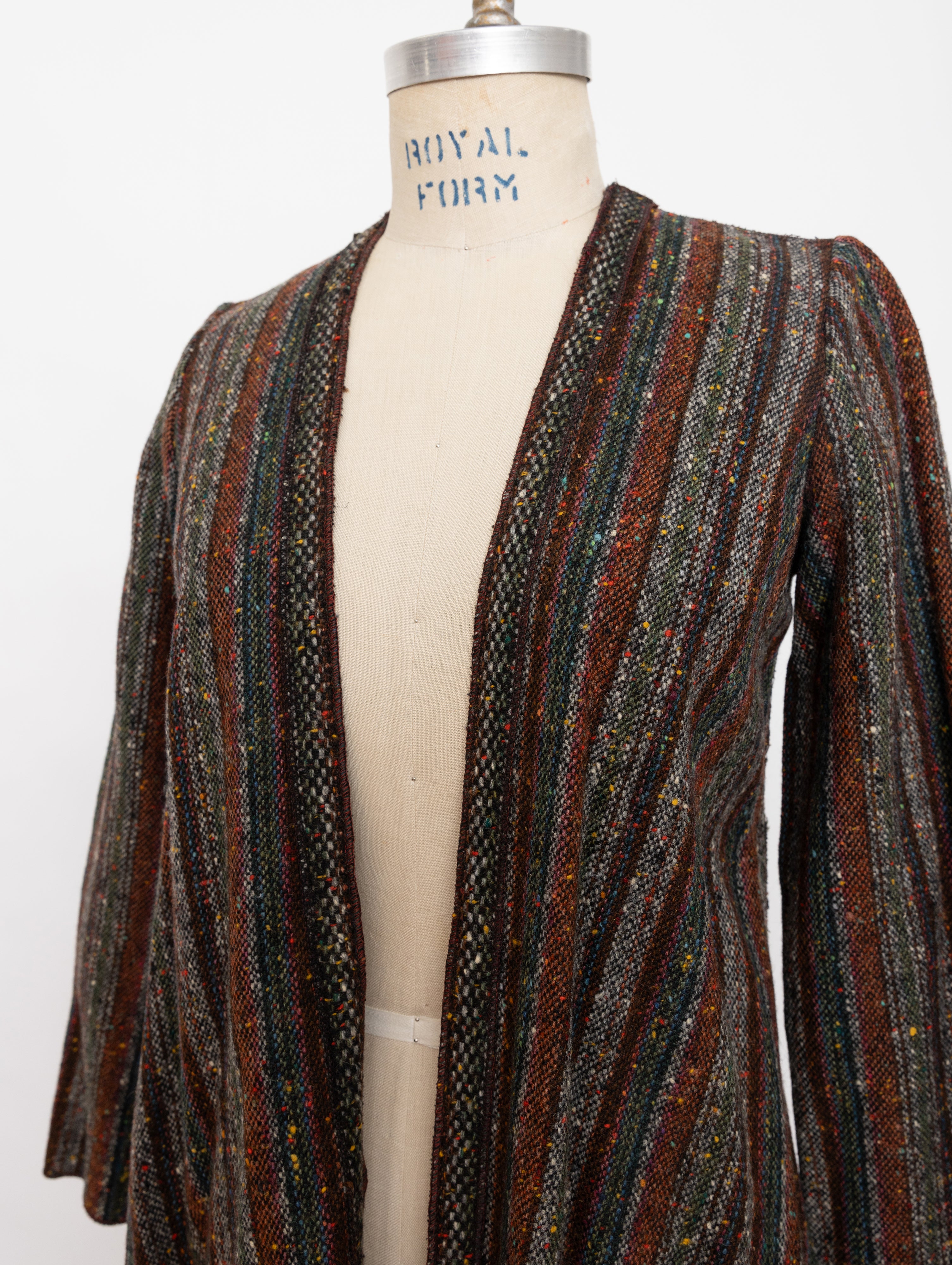 1970s Mrs H Winter striped multicolor textured boucle wool blend jacket 4