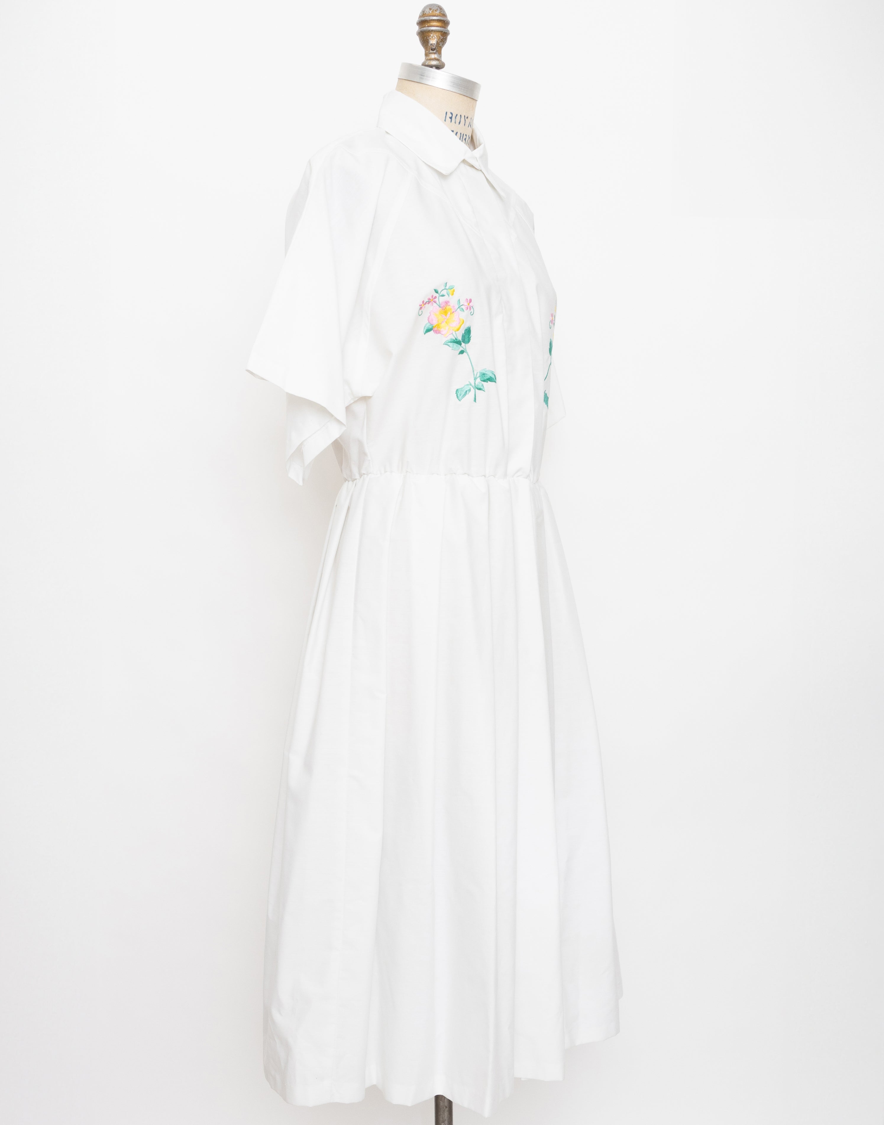 1980s Eileen Scott Dallas white dress with floral detail 2