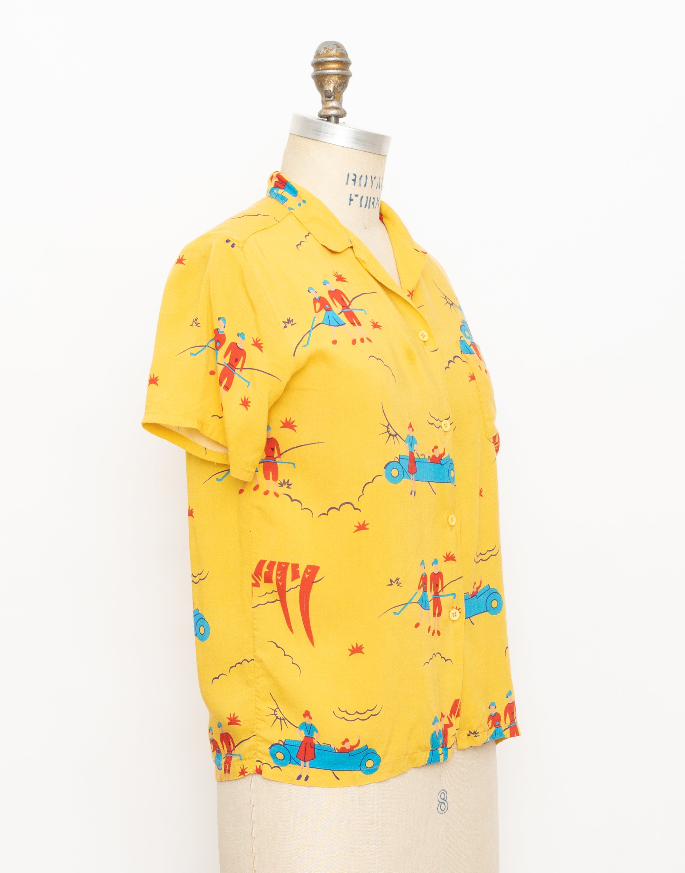 1990s Brittania vintage golfcar print button down shirt 2