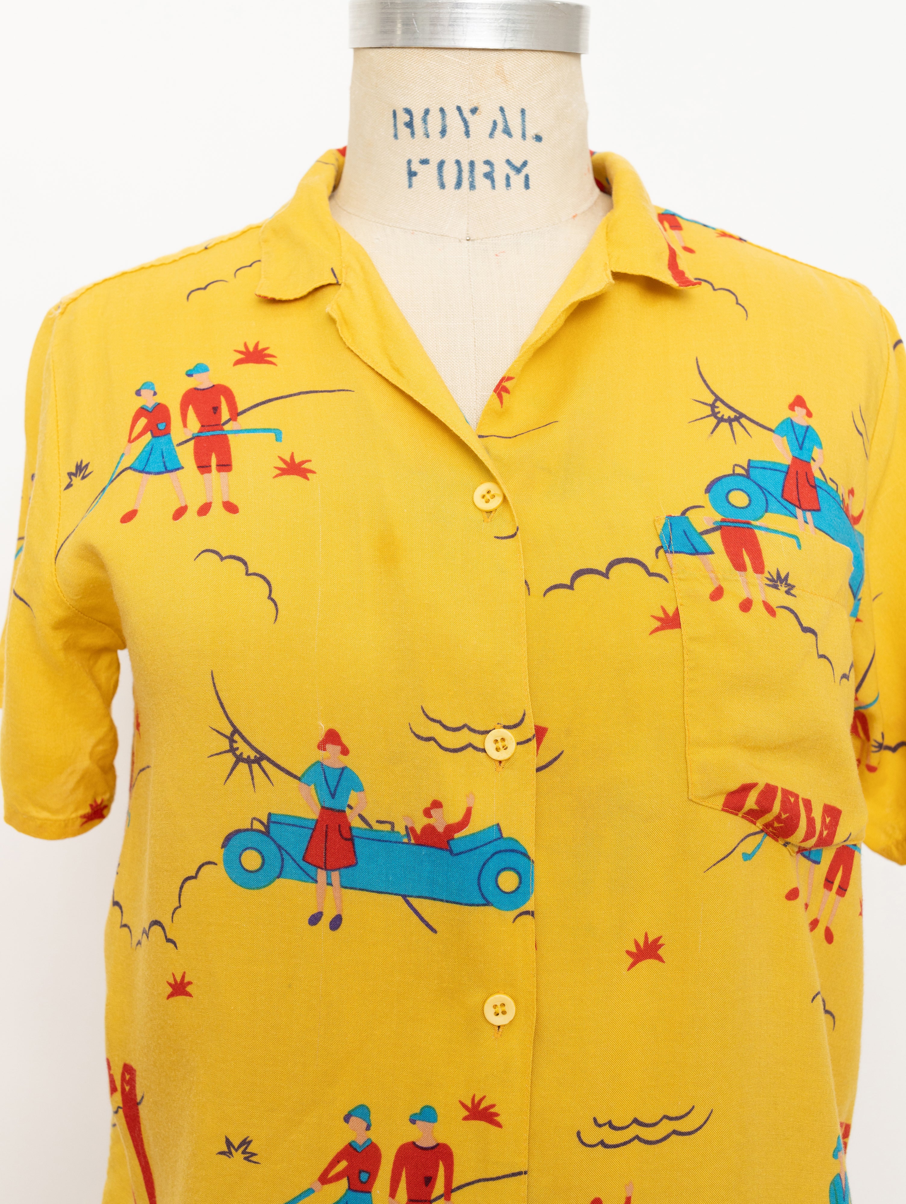 1990s Brittania vintage golfcar print button down shirt 4