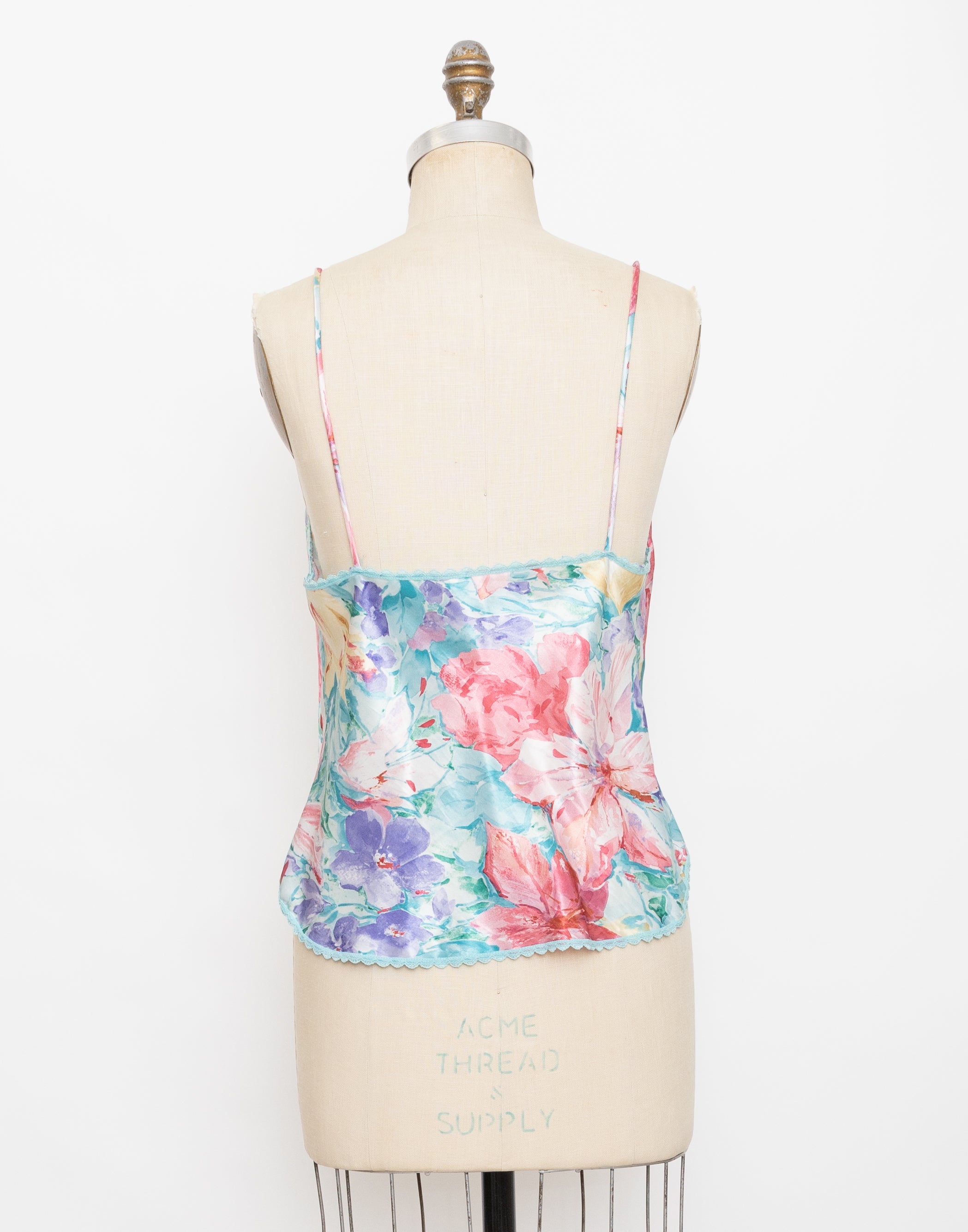1990s watercolor pastels flower print silky tank 3