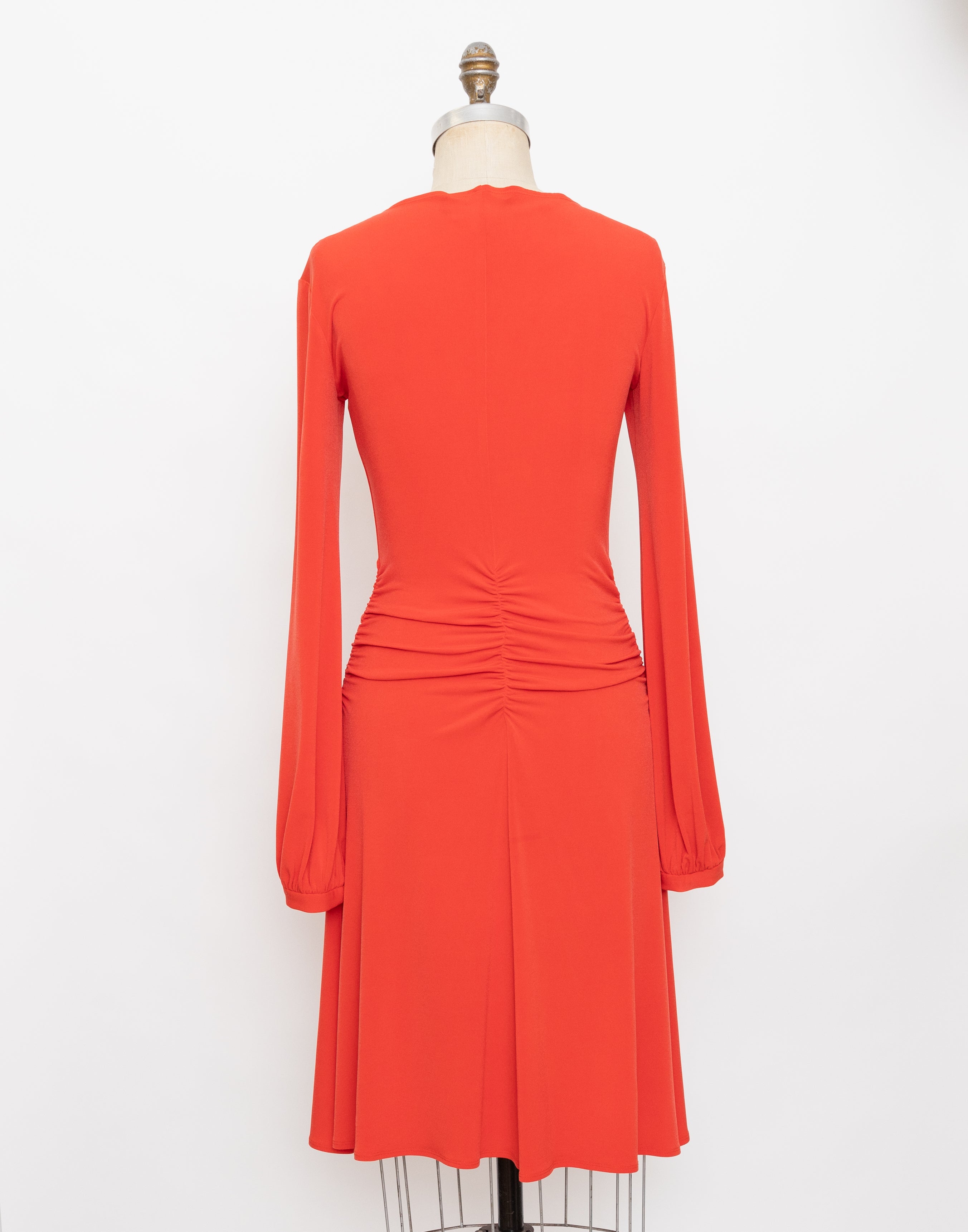 2000s Donna Morgan red keyhole detail long sleeve draped dress 3