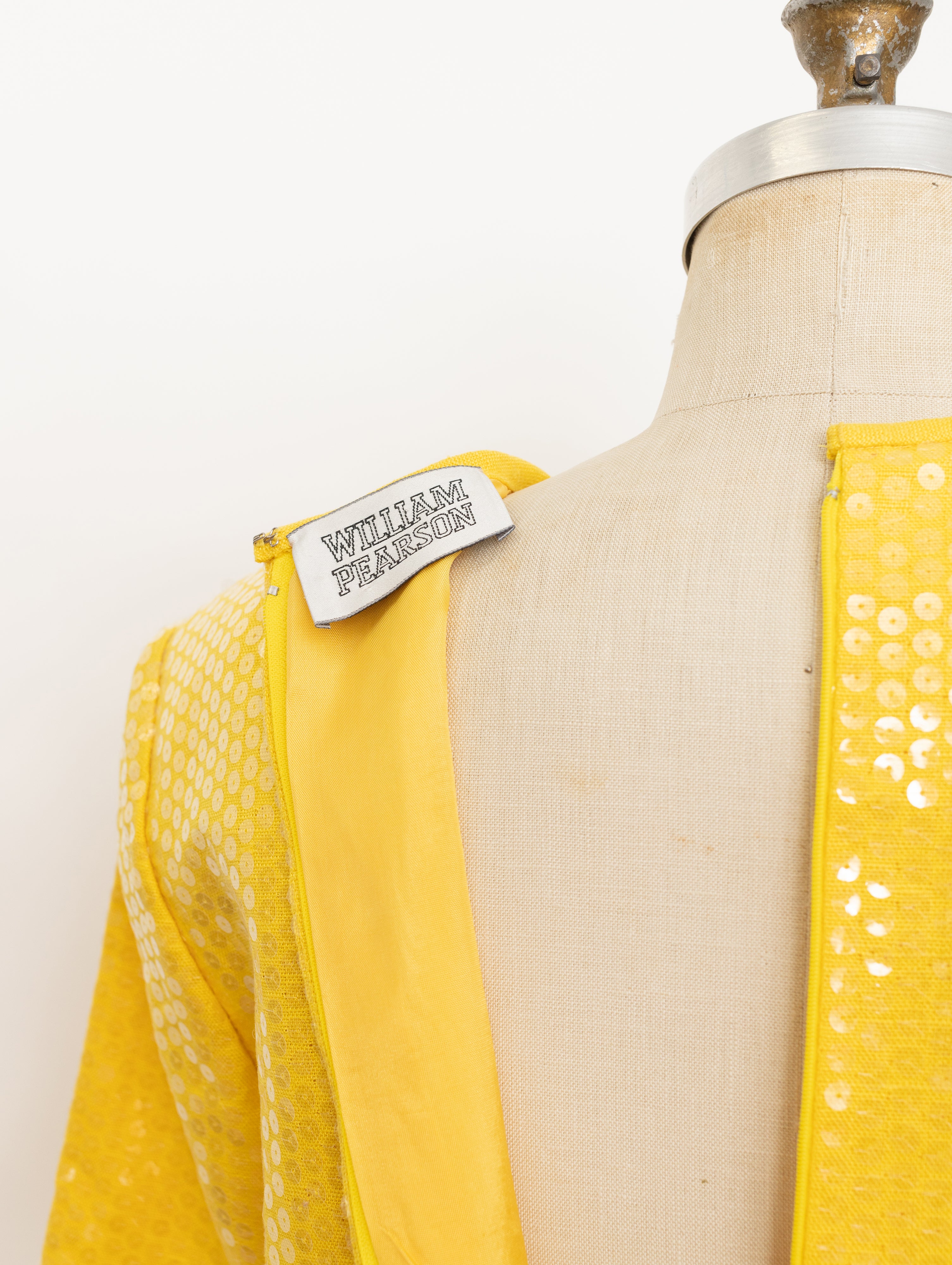 80s/90s William Pearson yellow sequin top and linen skirt set 6