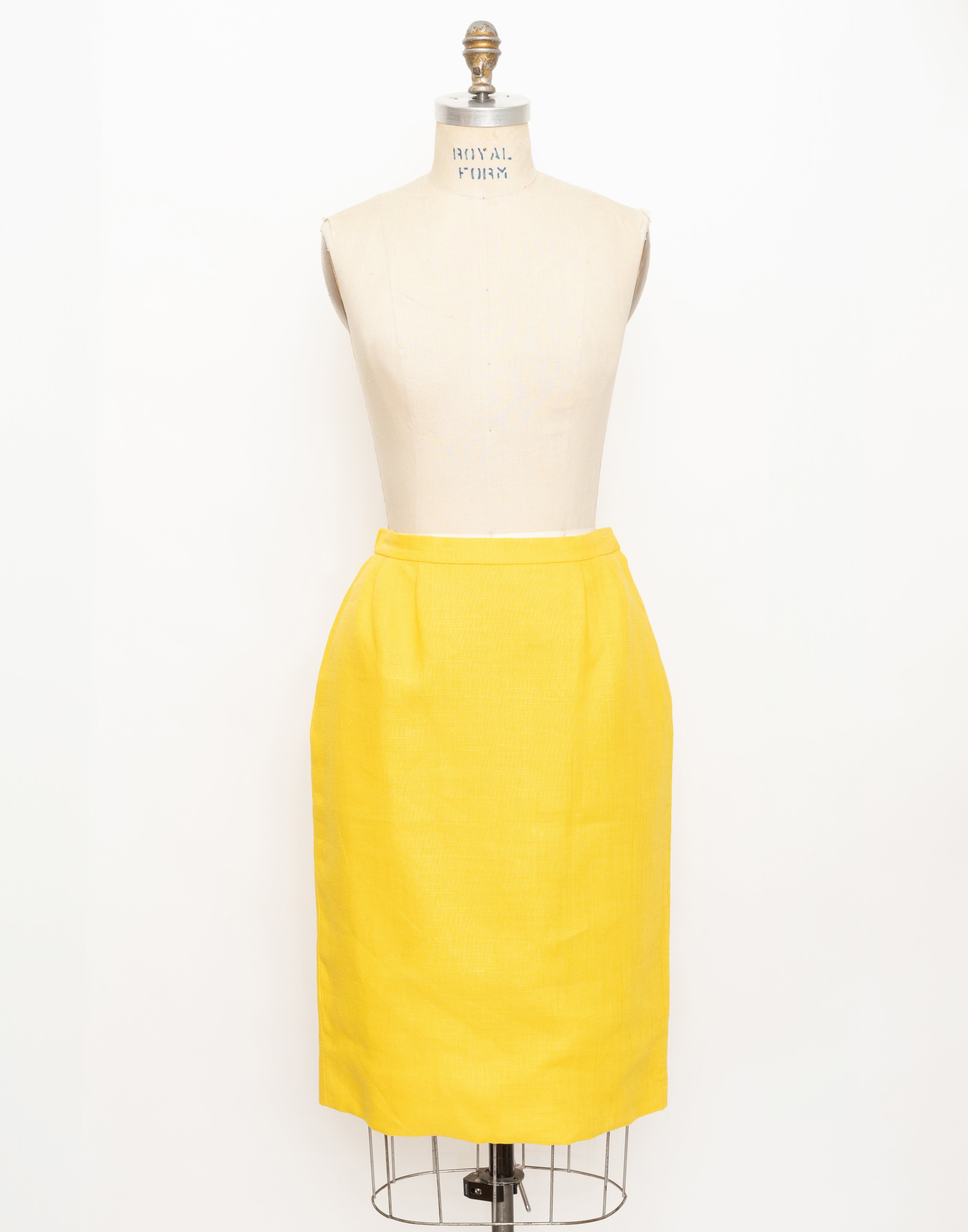 80s-90s William Pearson yellow sequin top and linen skirt set 7