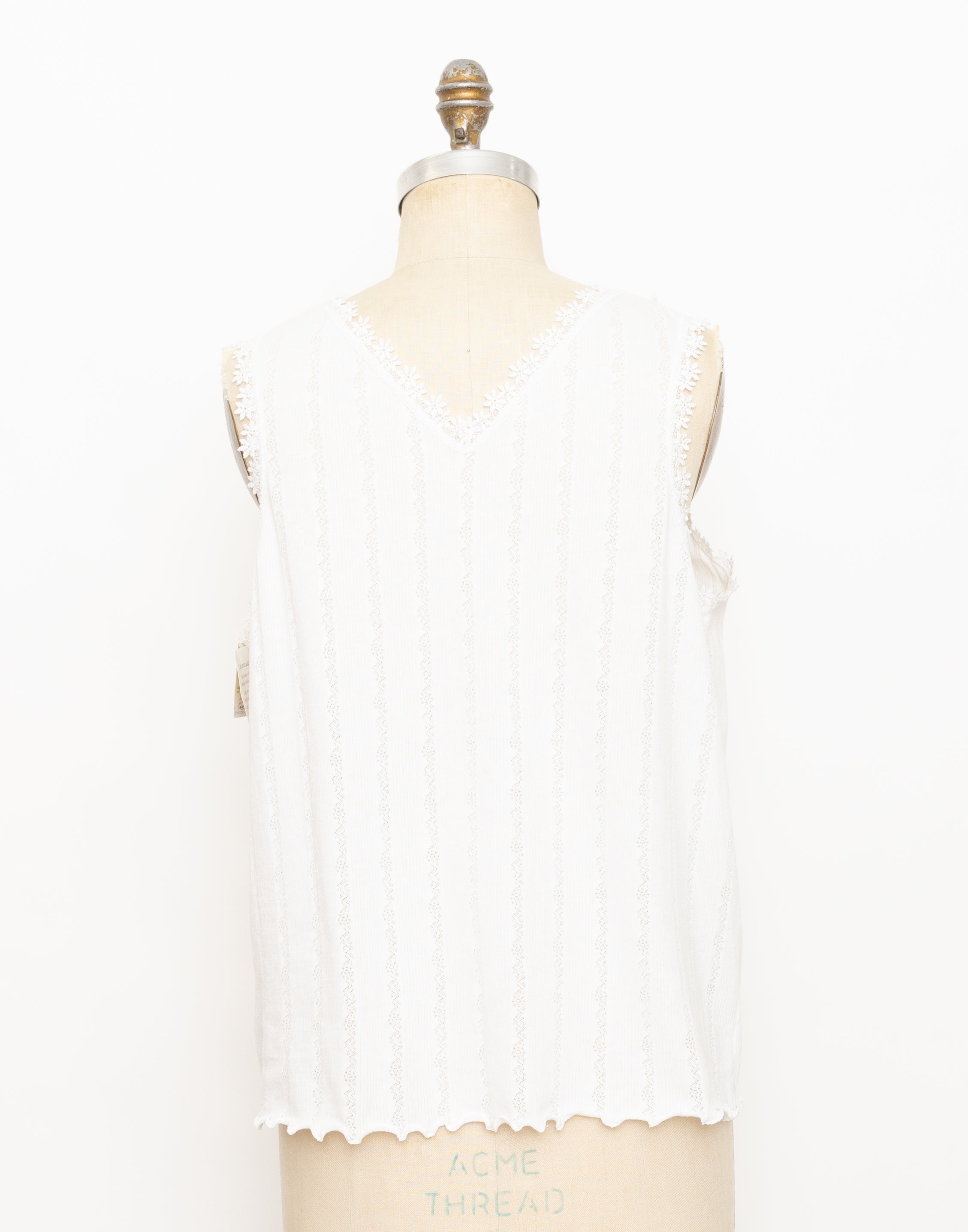 80s 90s white pointelle light blue ribbon sleep top 4