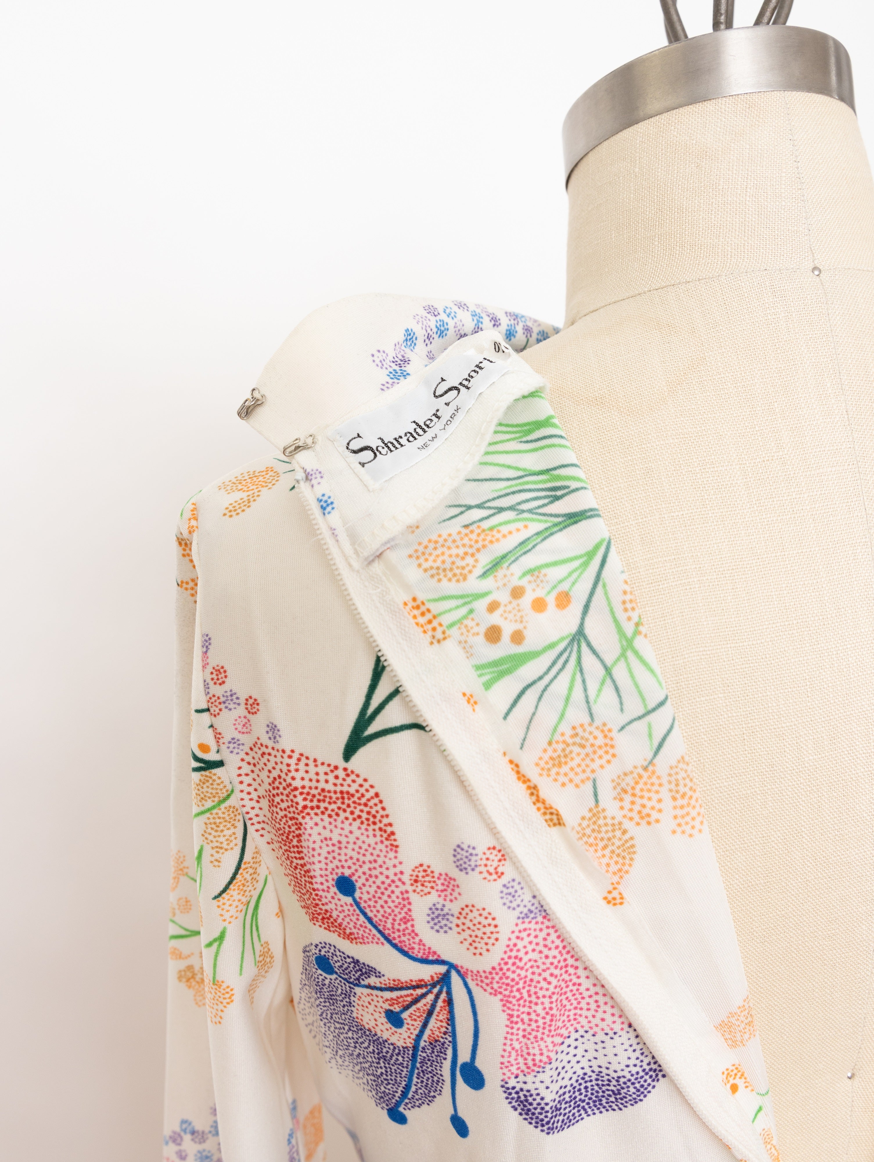 60s/70s schrader sport button up floral print maxi dress