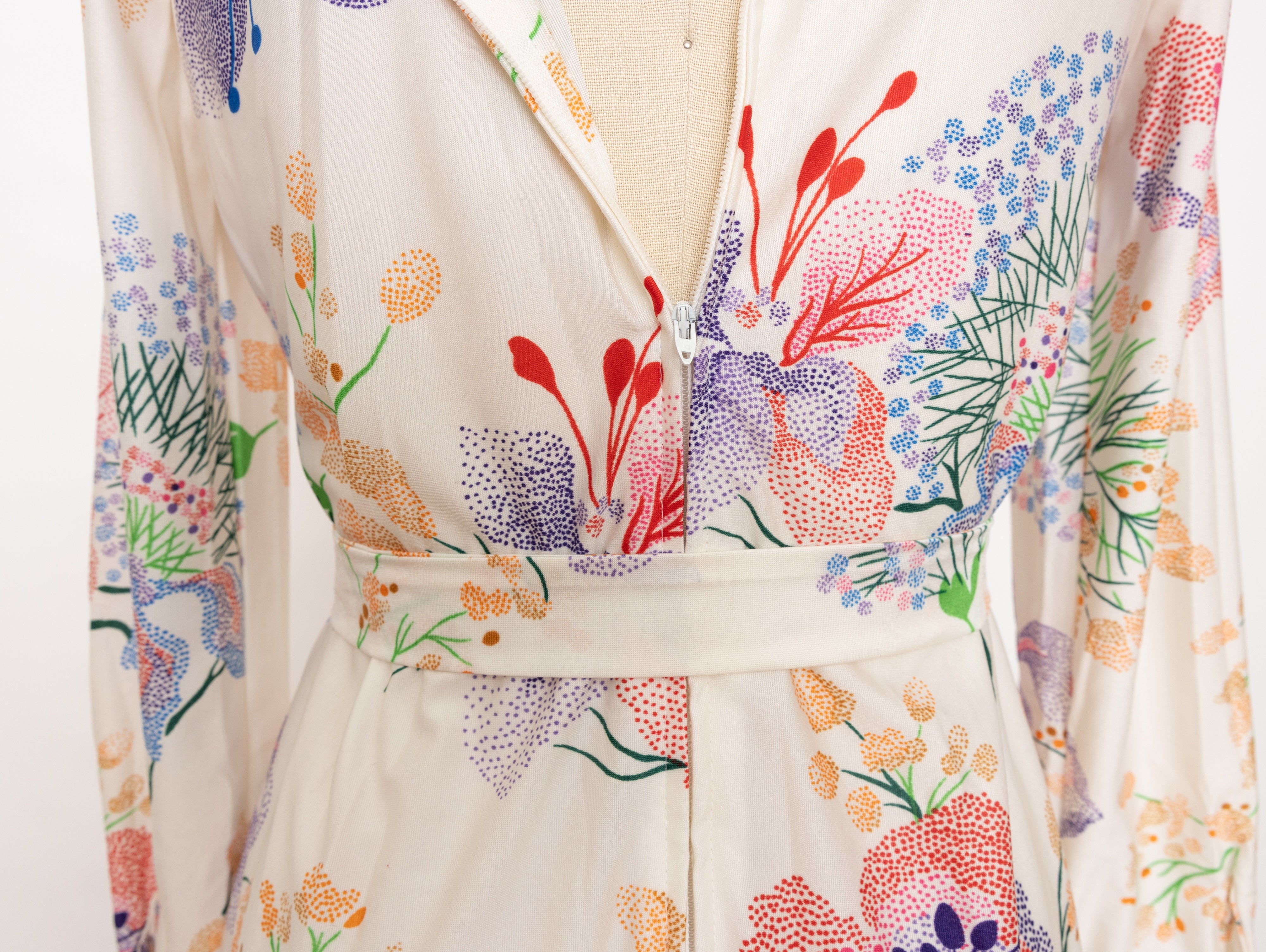 60s/70s schrader sport button up floral print maxi dress