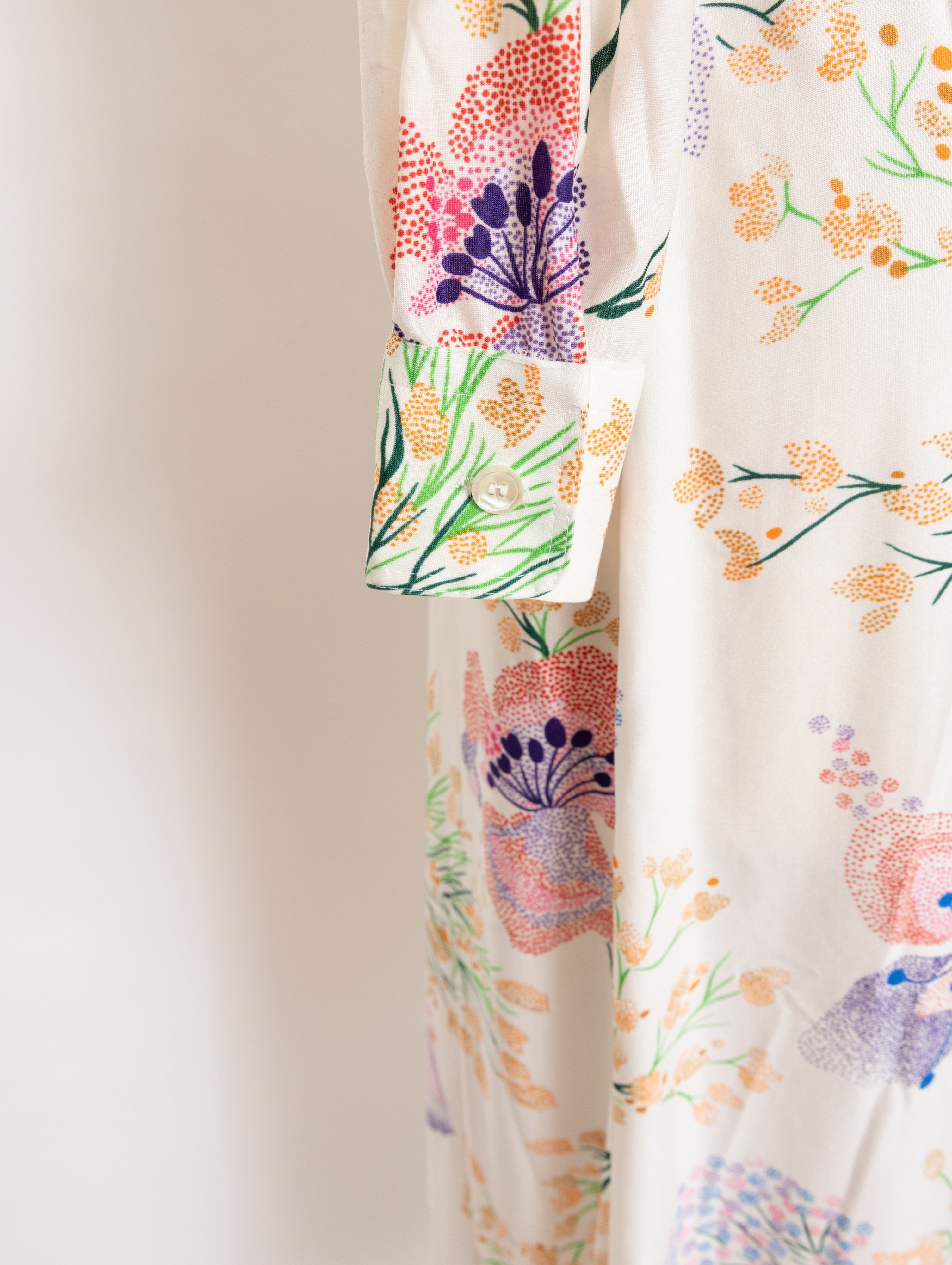 60s/70s schrader sport button up floral print maxi dress