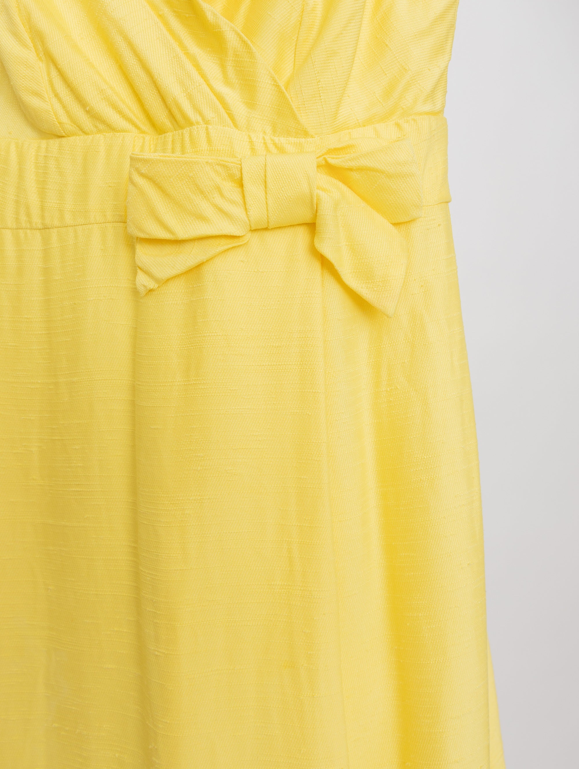 60s/70s yellow sleeveless ruffle maxi dress
