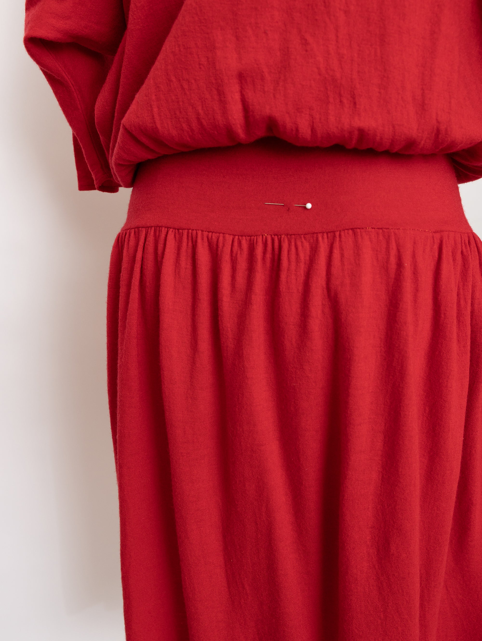 80s red dolman sleeve lightweight wool dress
