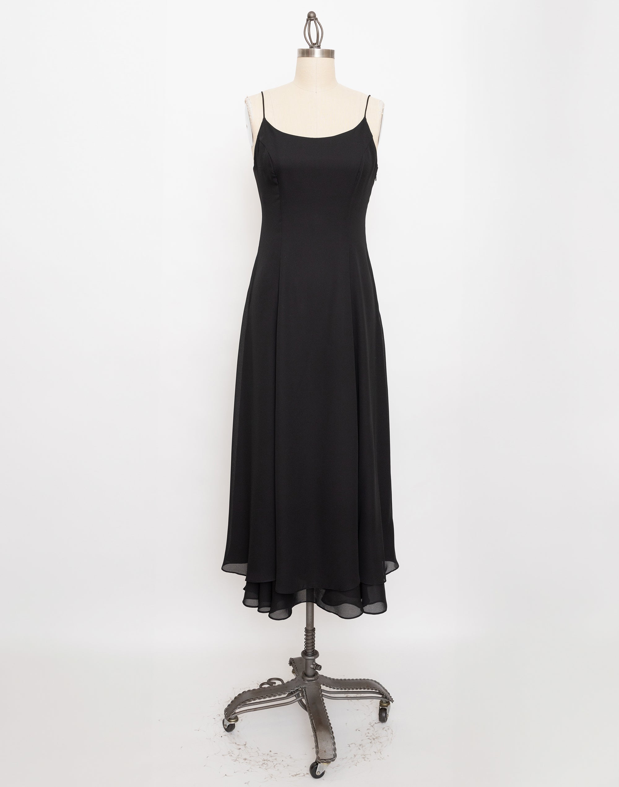 90s black lace up back dress