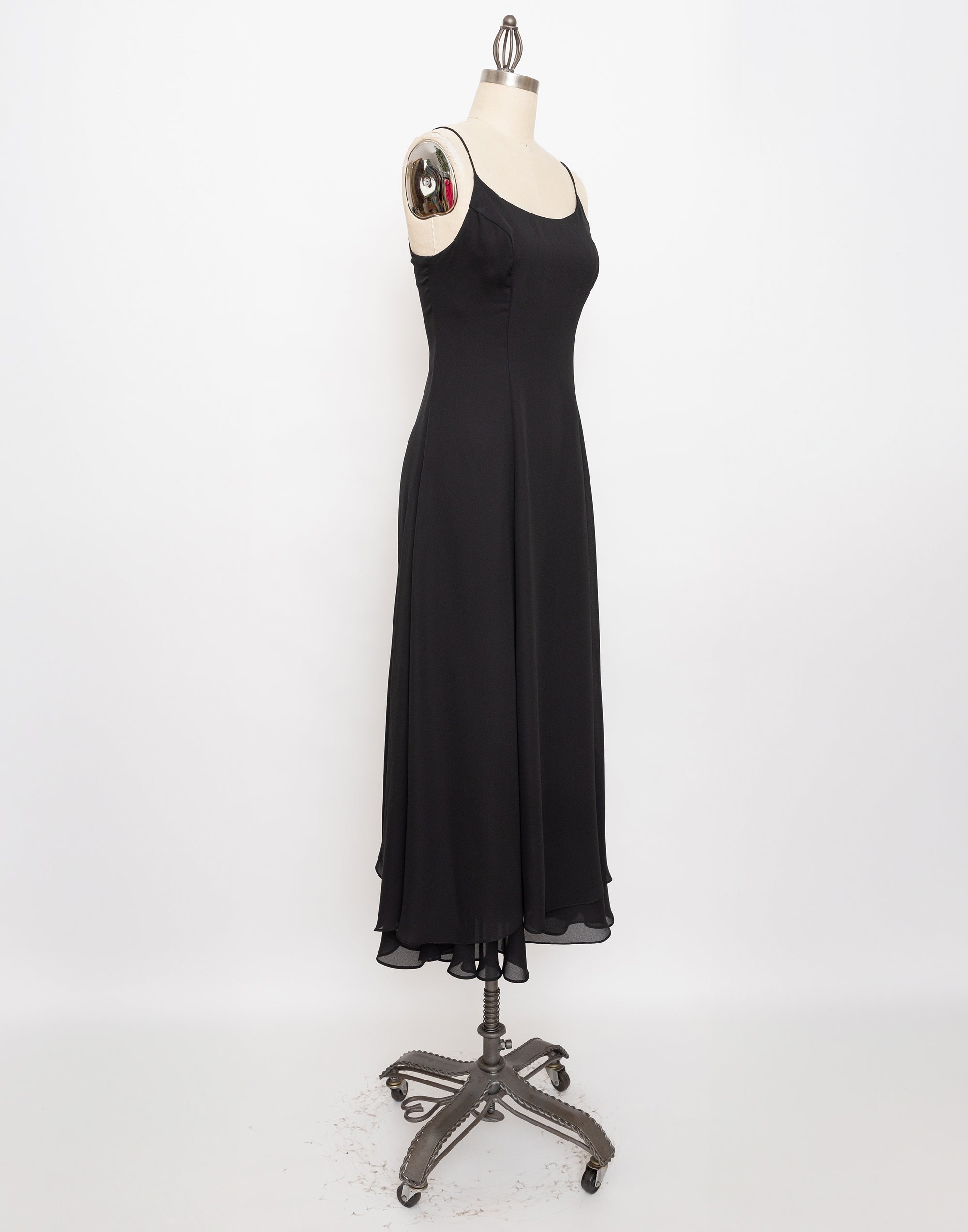 90s black lace up back dress