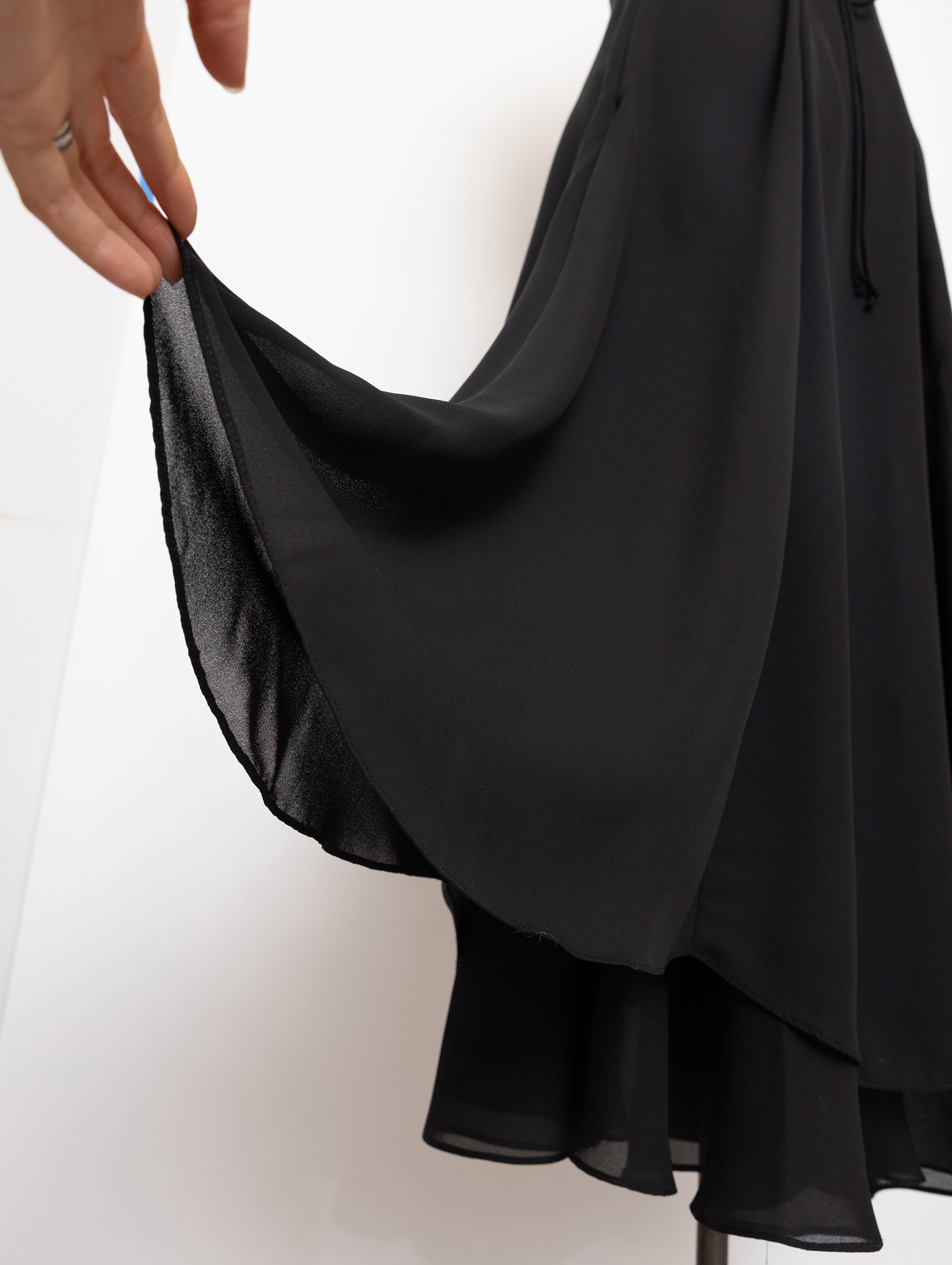 90s black lace up back dress