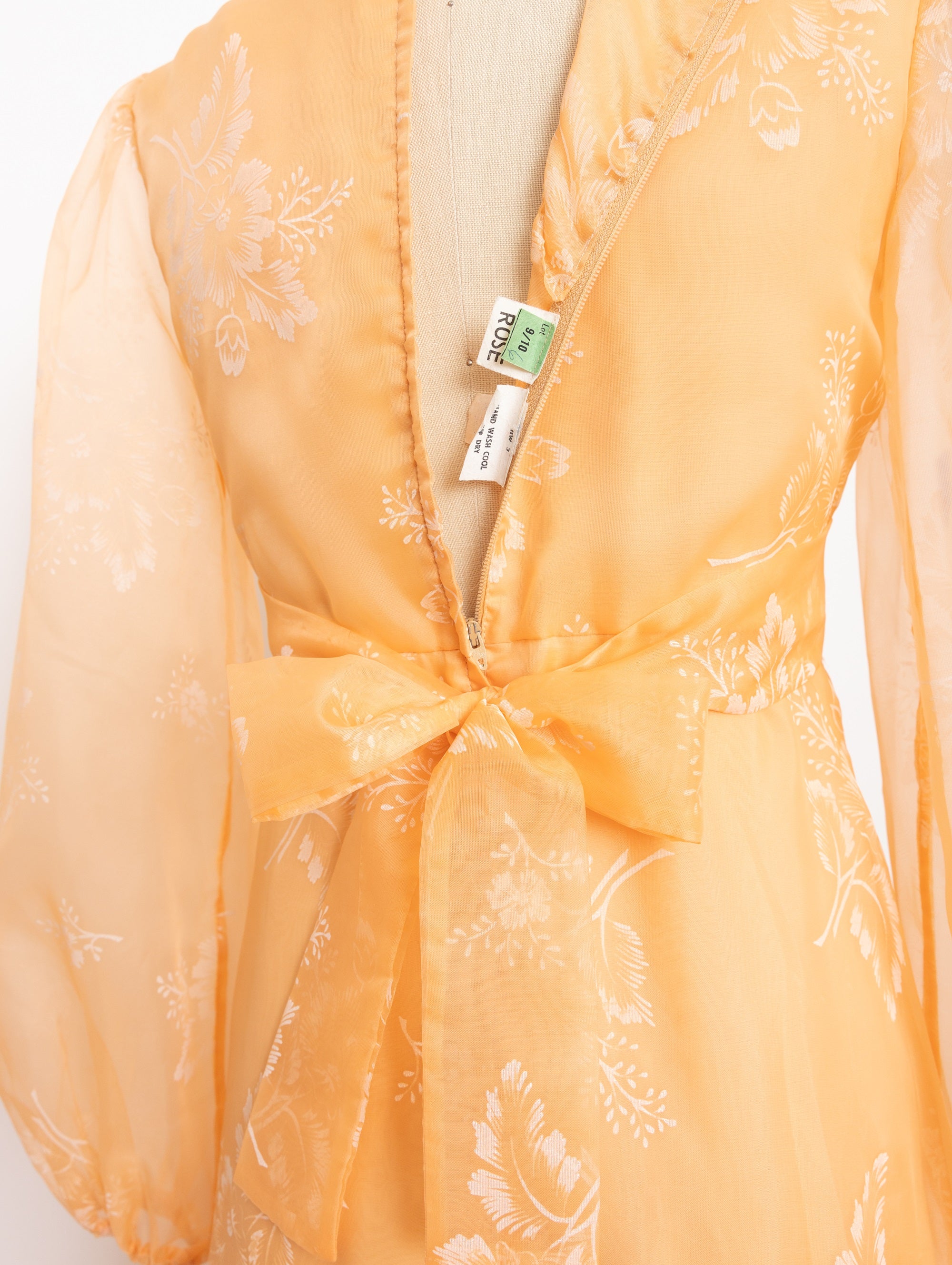 70s peach and white floral maxi dress