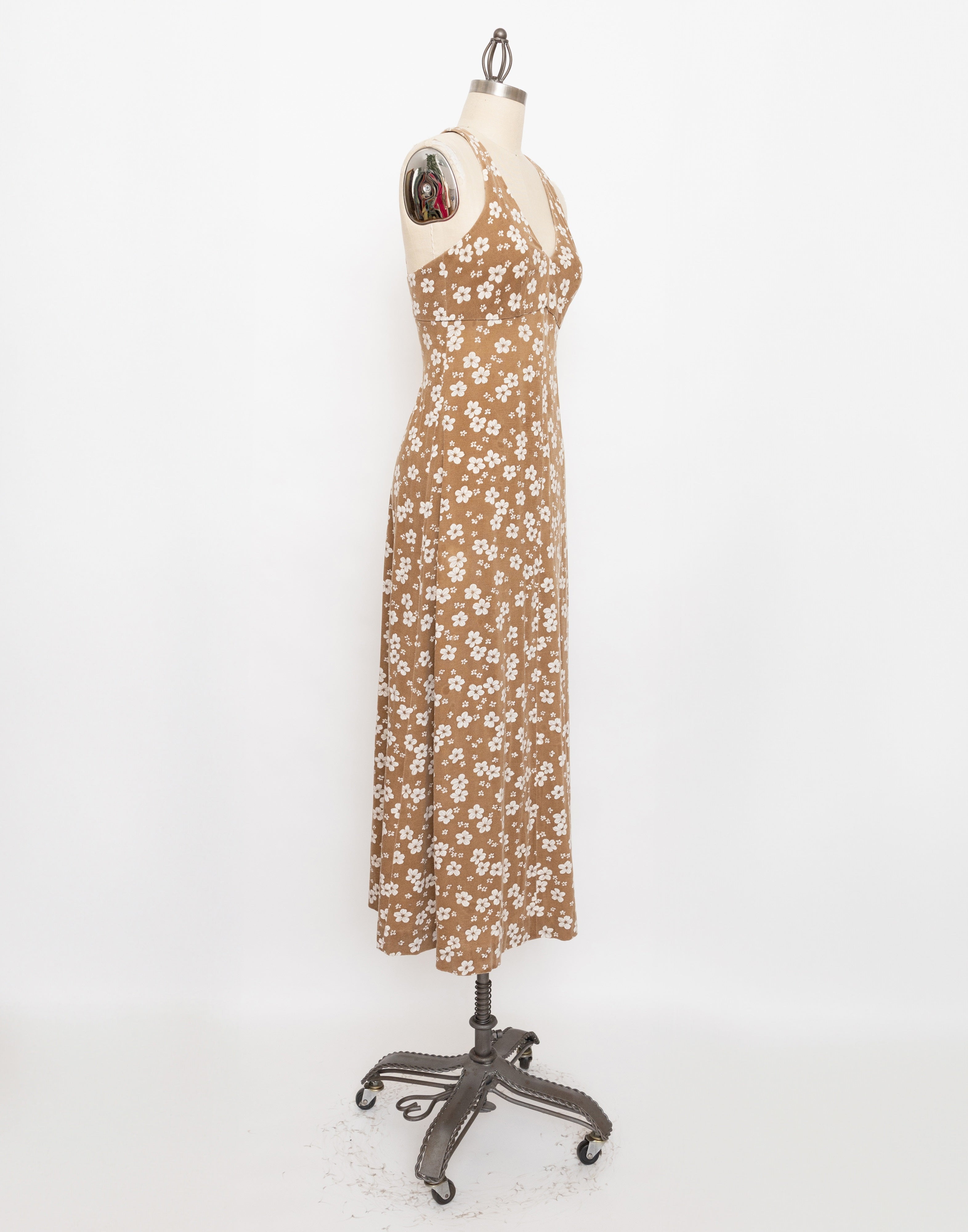 70s kelly arden brown and white flower dress set