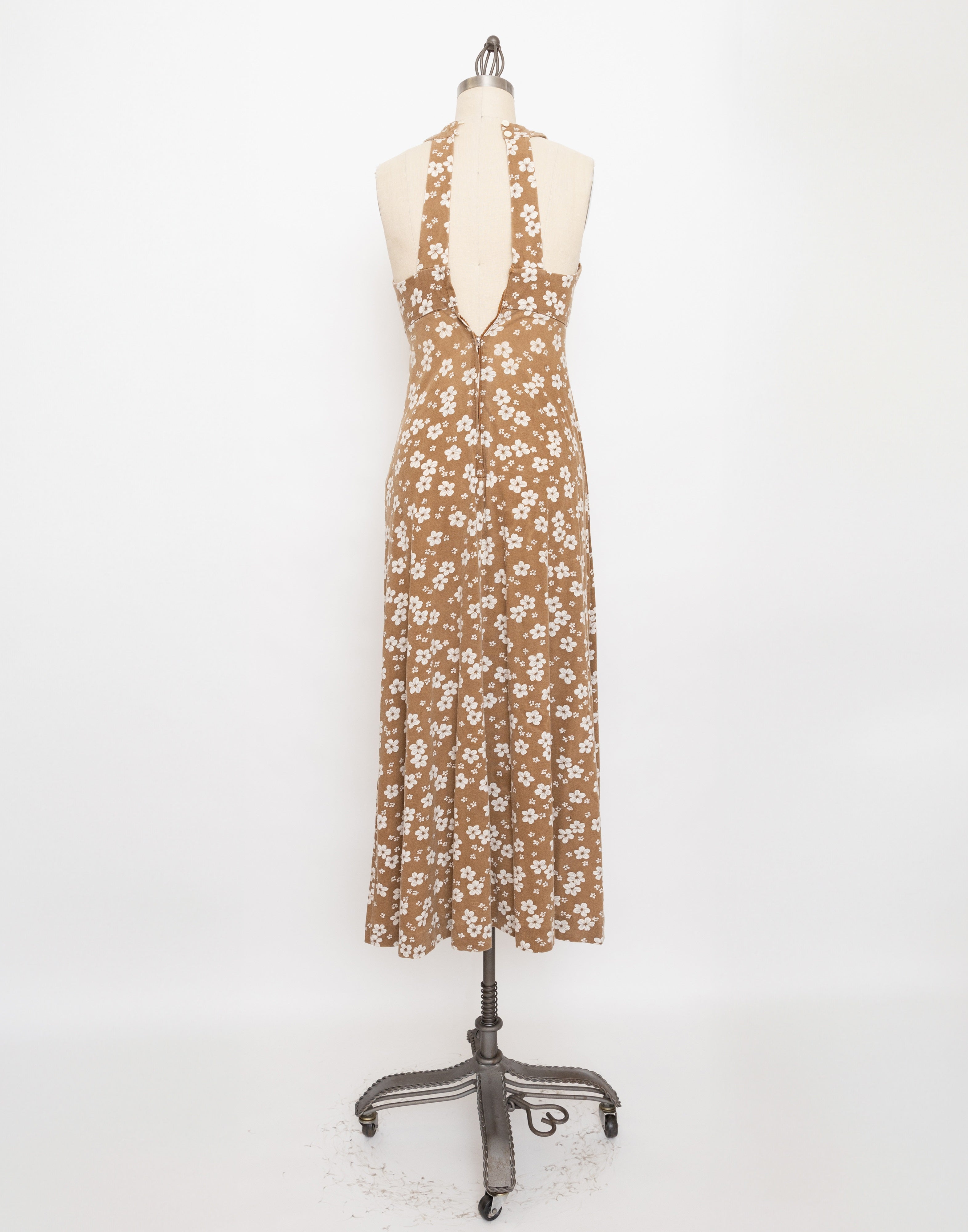 70s kelly arden brown and white flower dress set