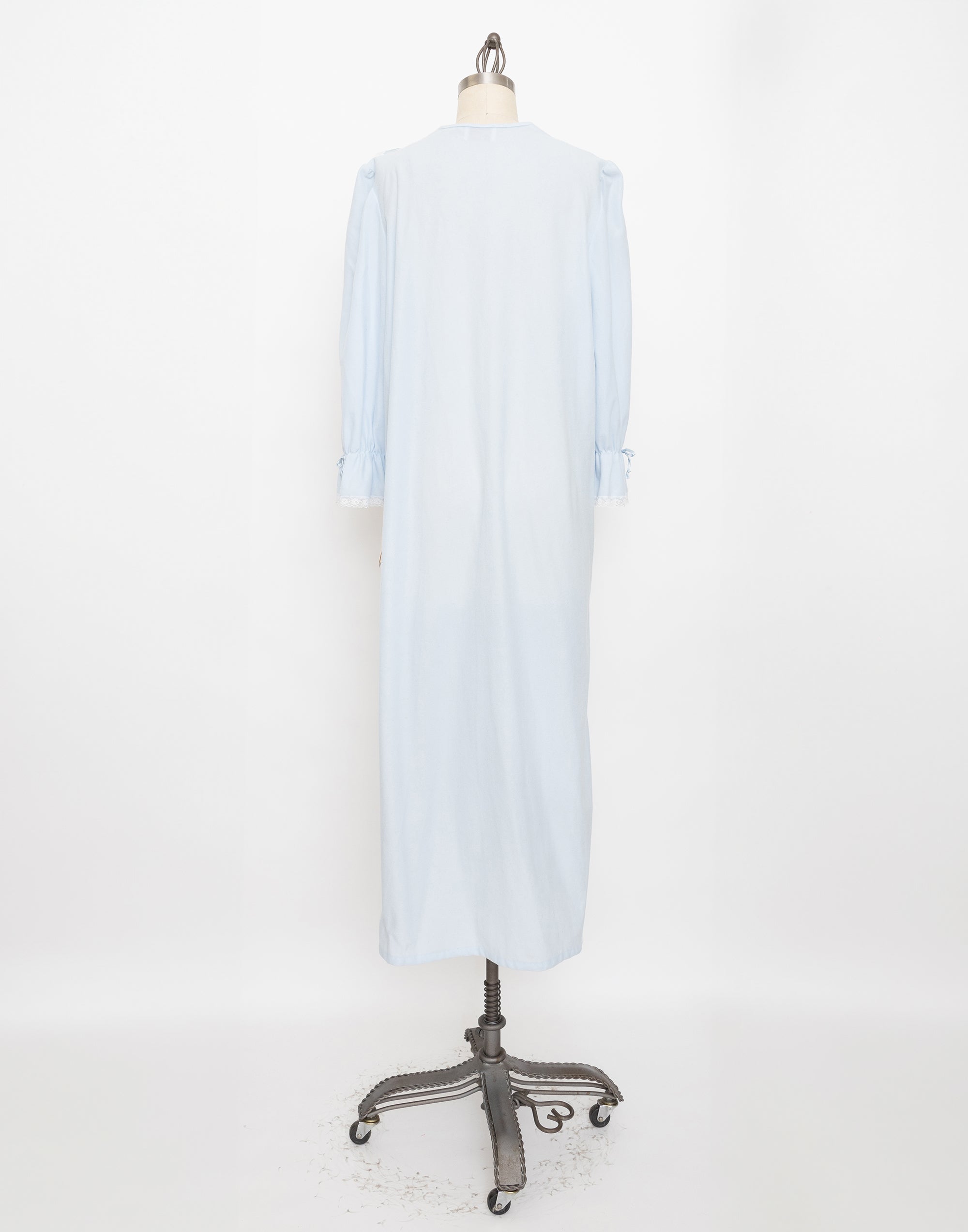 80s light blue satin ribbon lace nightgown