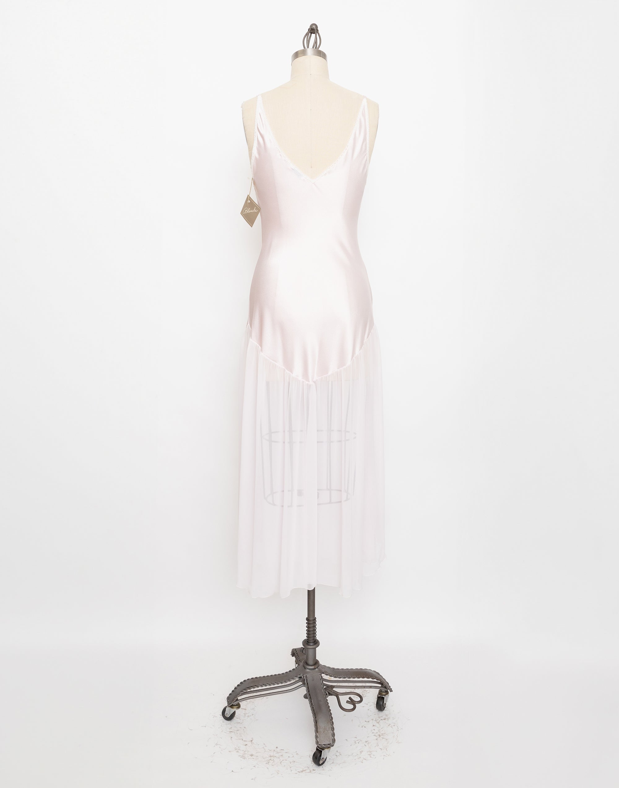 80s pale pink lace slip dress