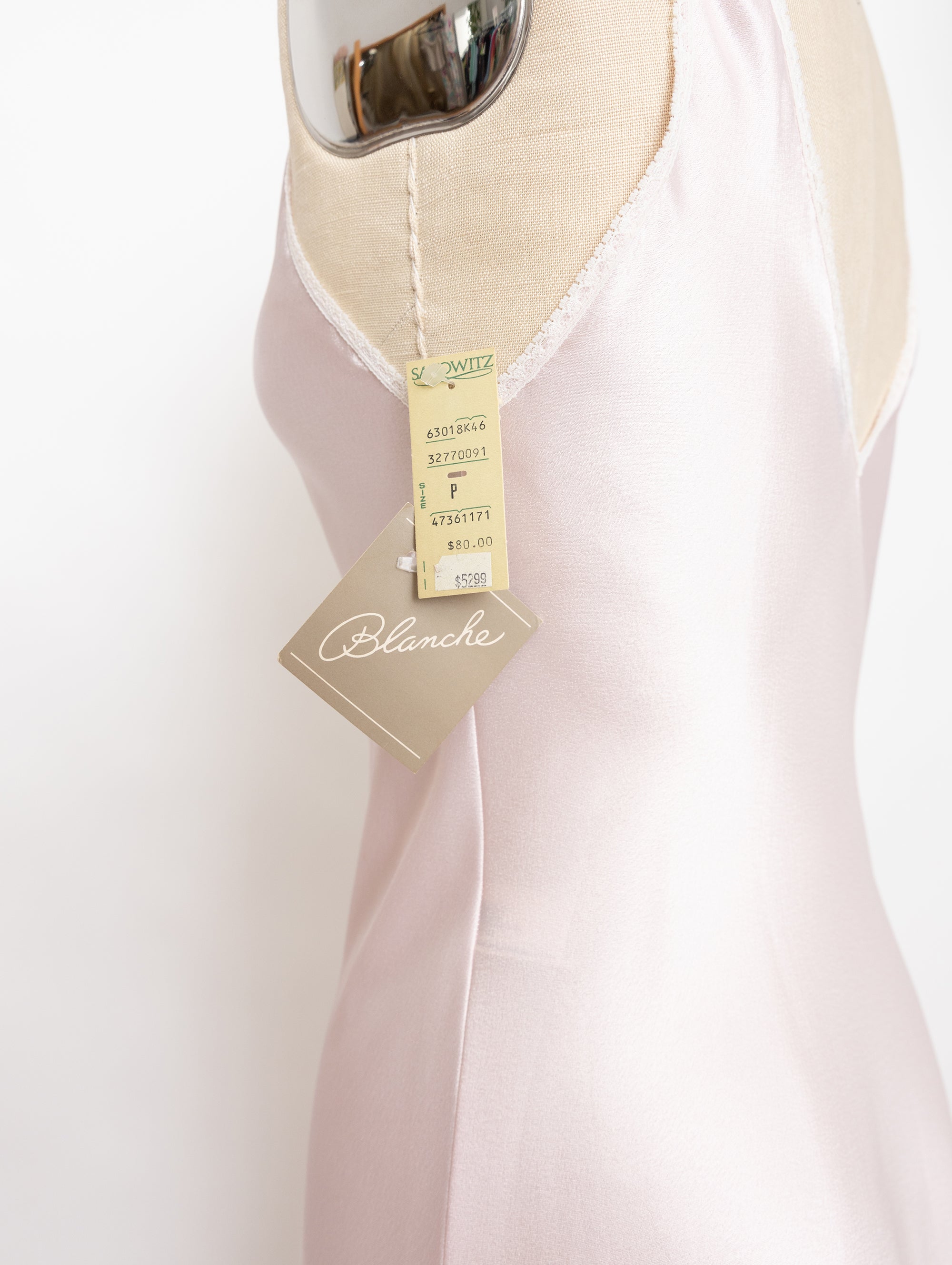 80s pale pink lace slip dress