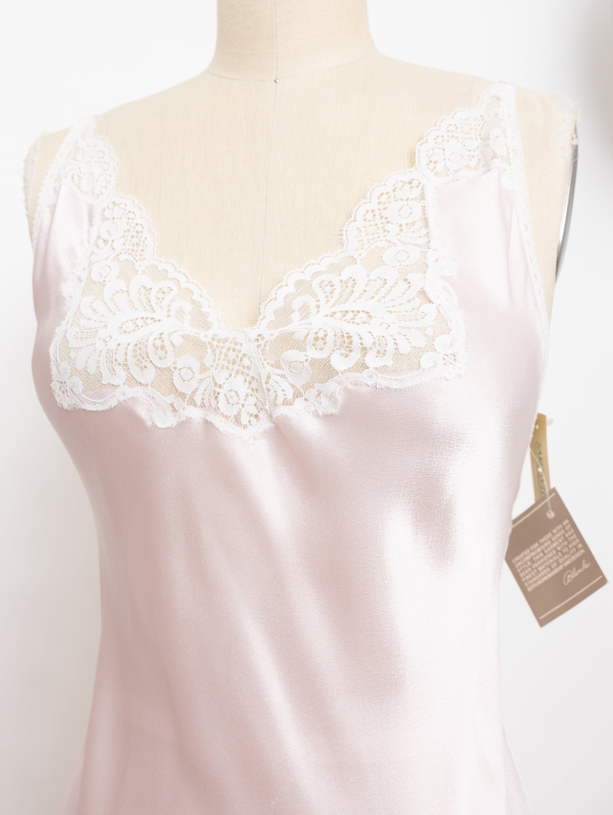 80s pale pink lace slip dress