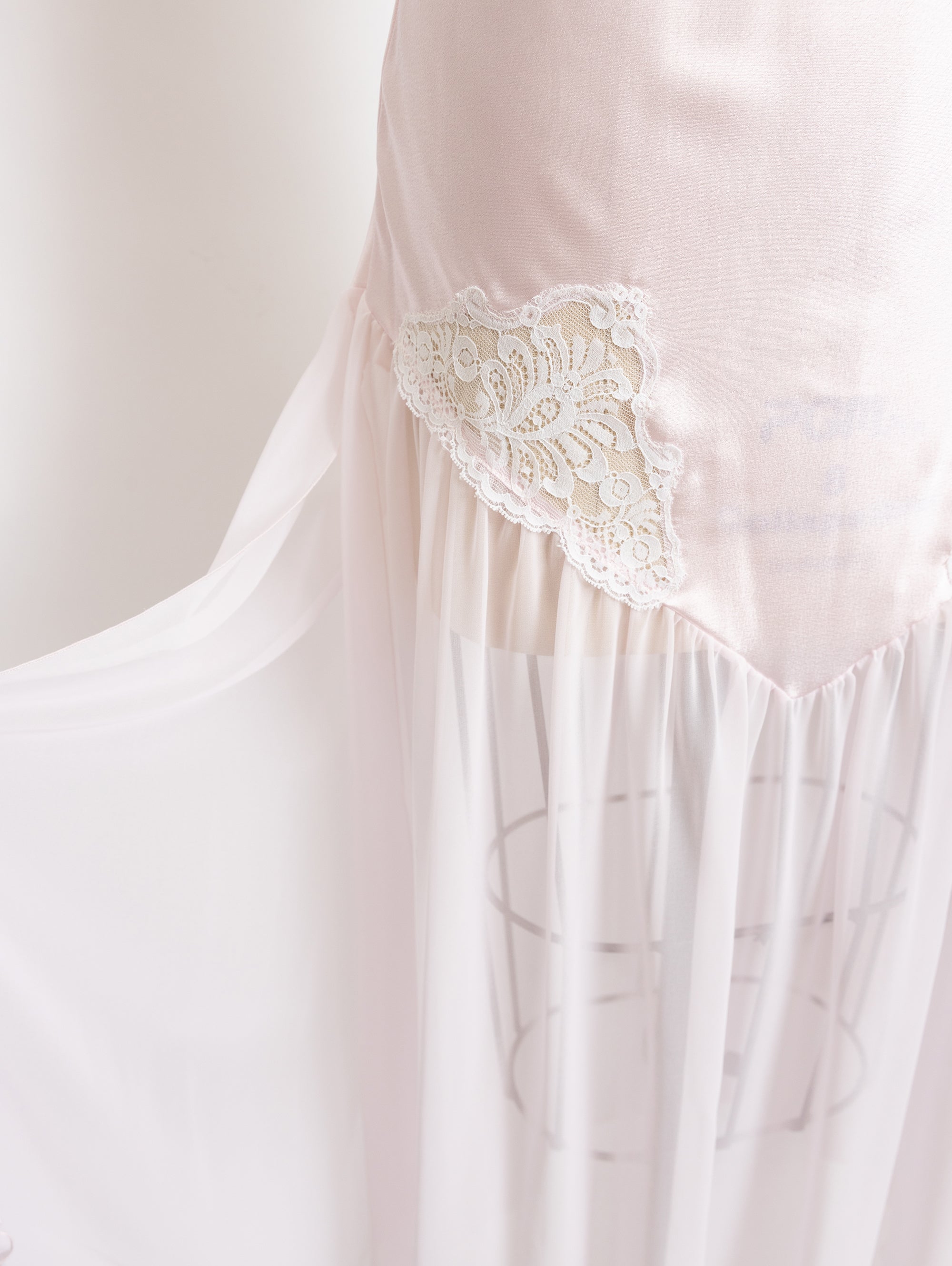 80s pale pink lace slip dress