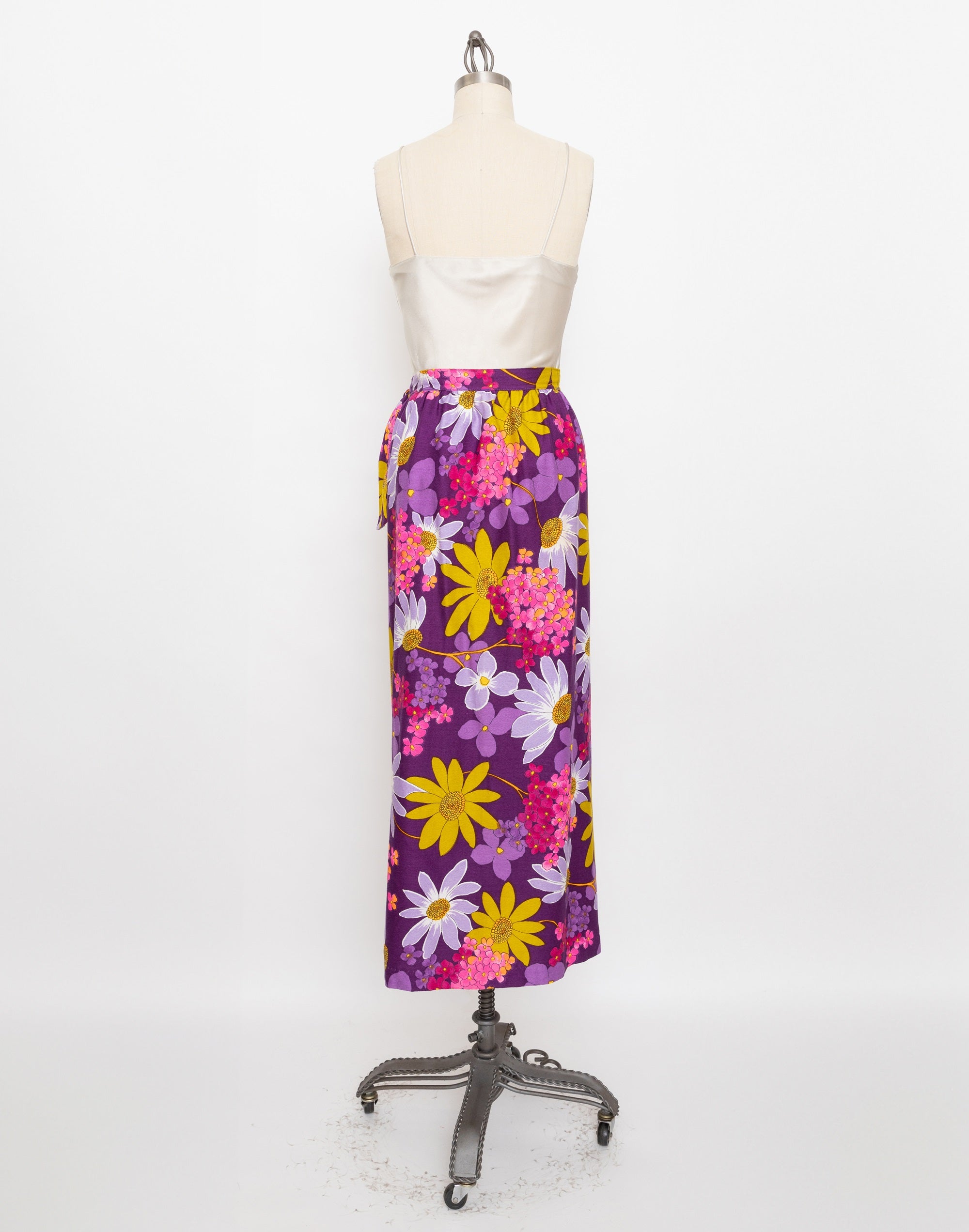 60s beverly vogue california purple floral maxi skirt