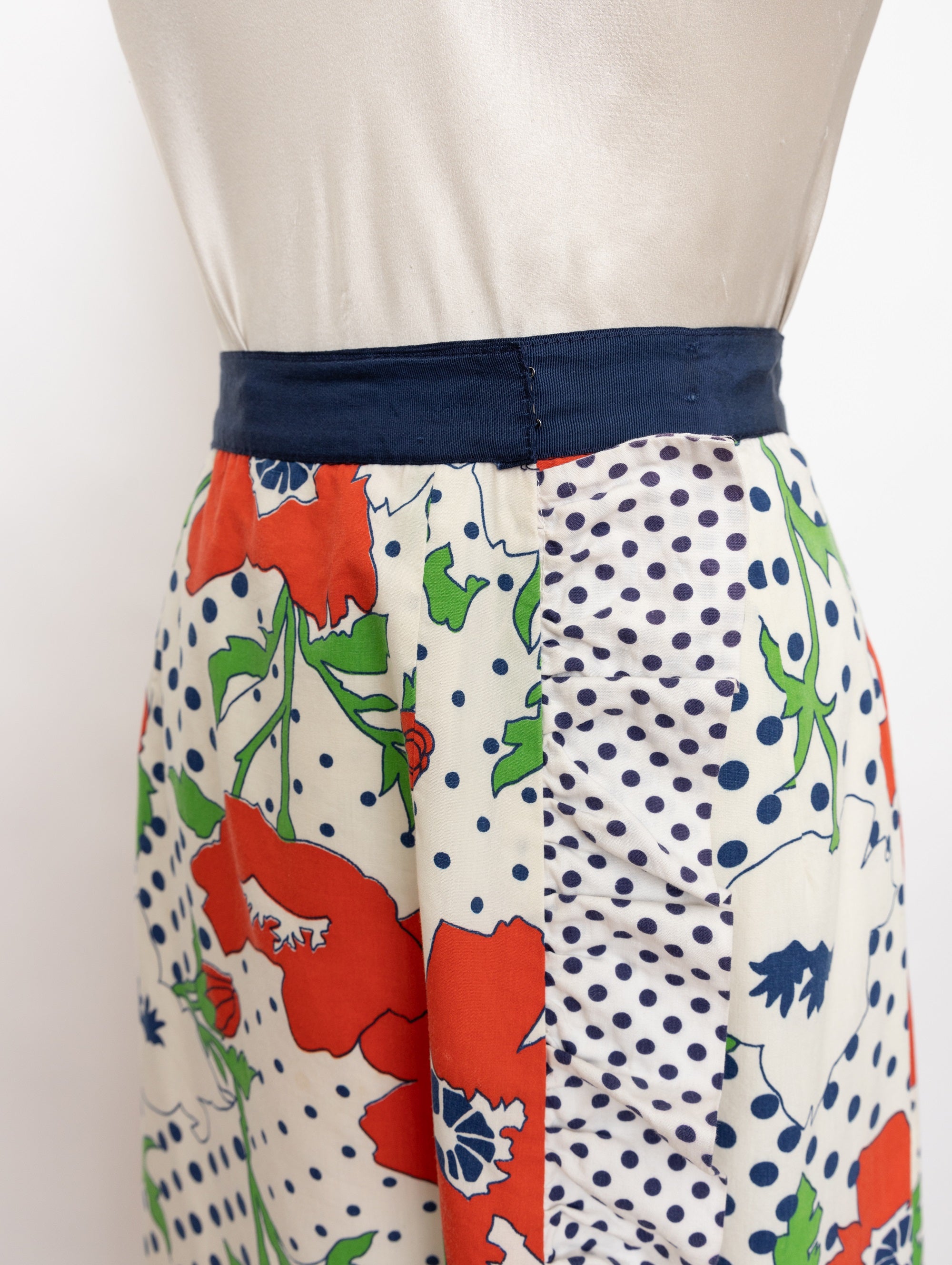 60s/70s talbots red poppy polka dot maxi wrap skirt