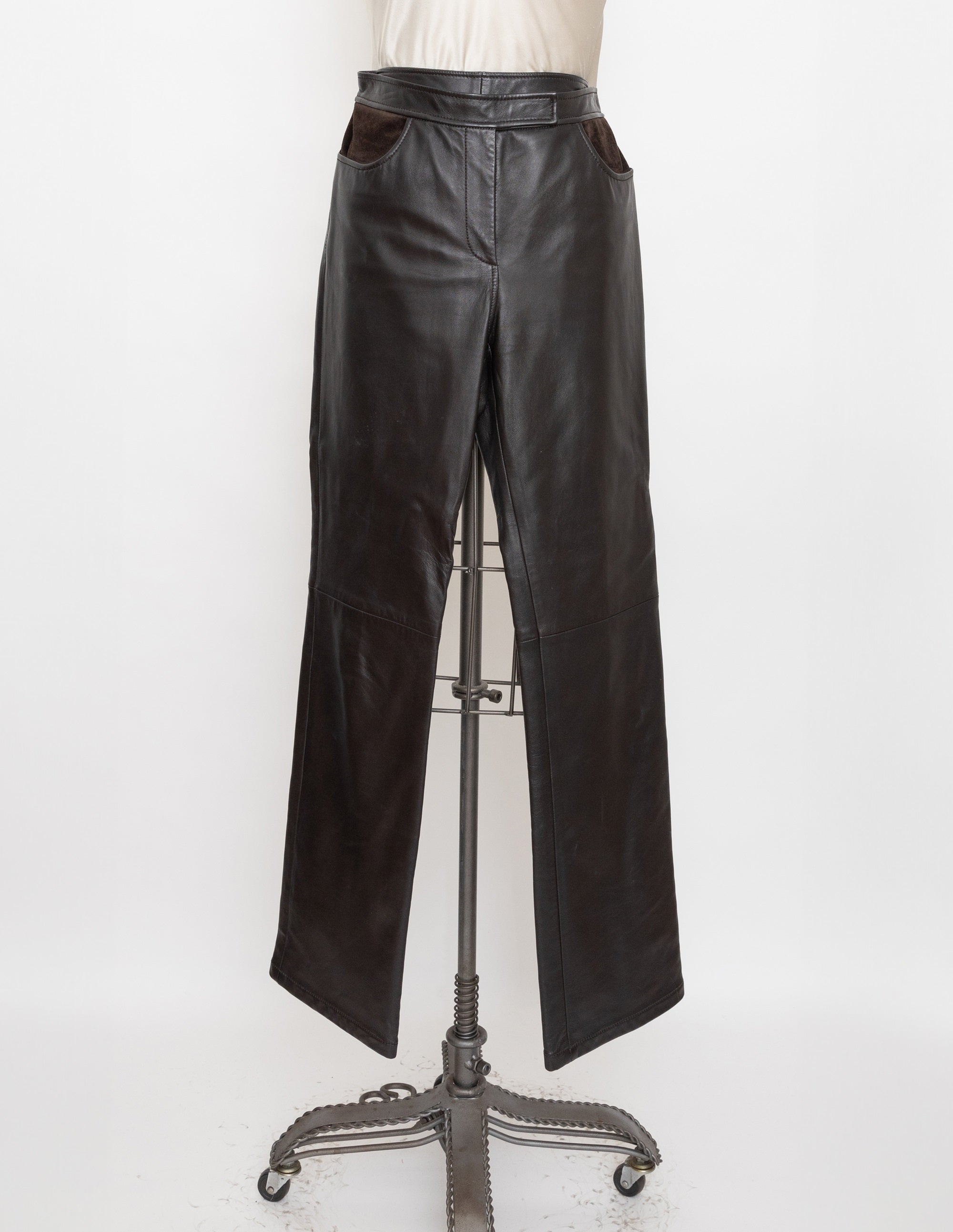 90s dkny brown leather pants