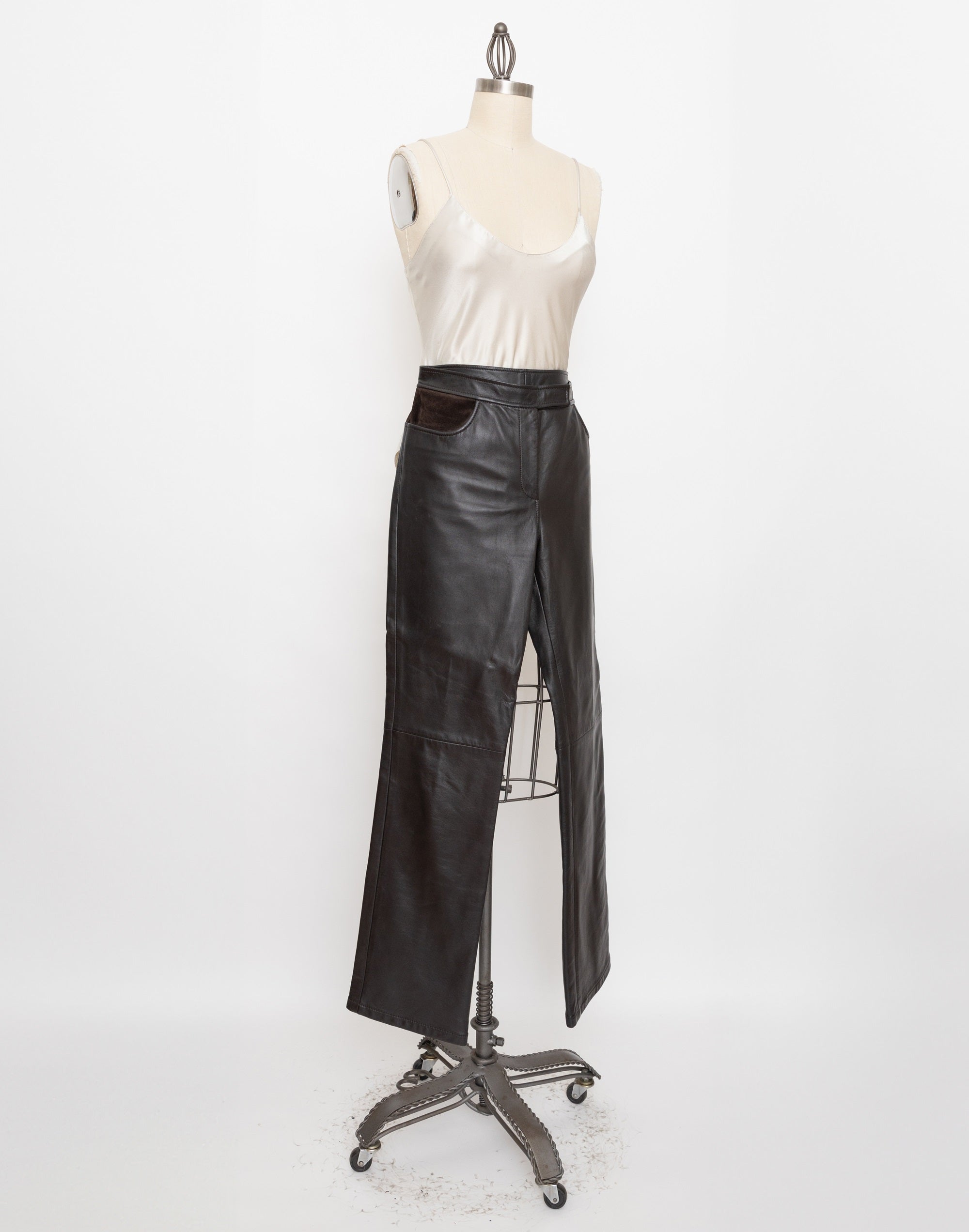90s dkny brown leather pants