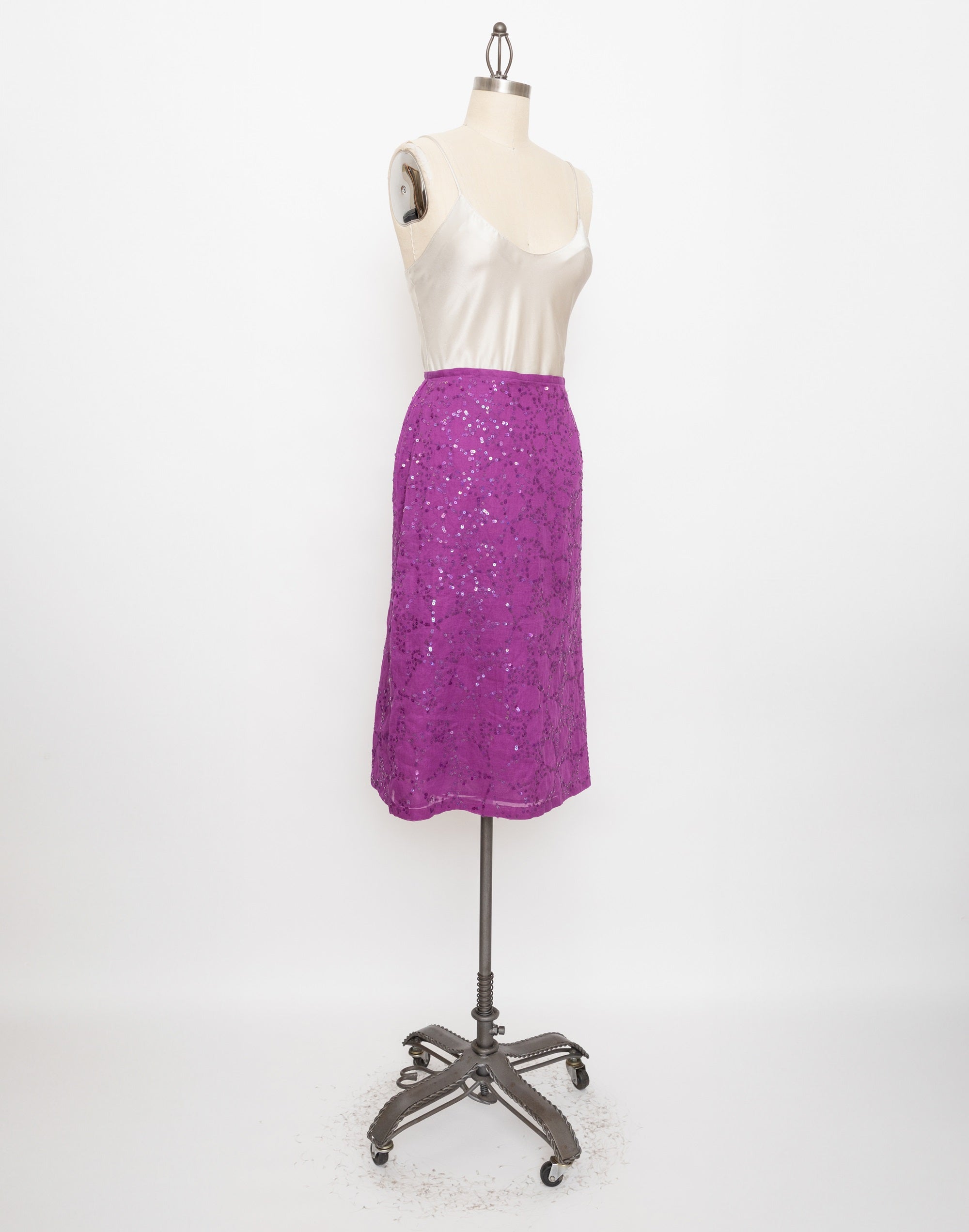 Y2K french connection purple sequin skirt