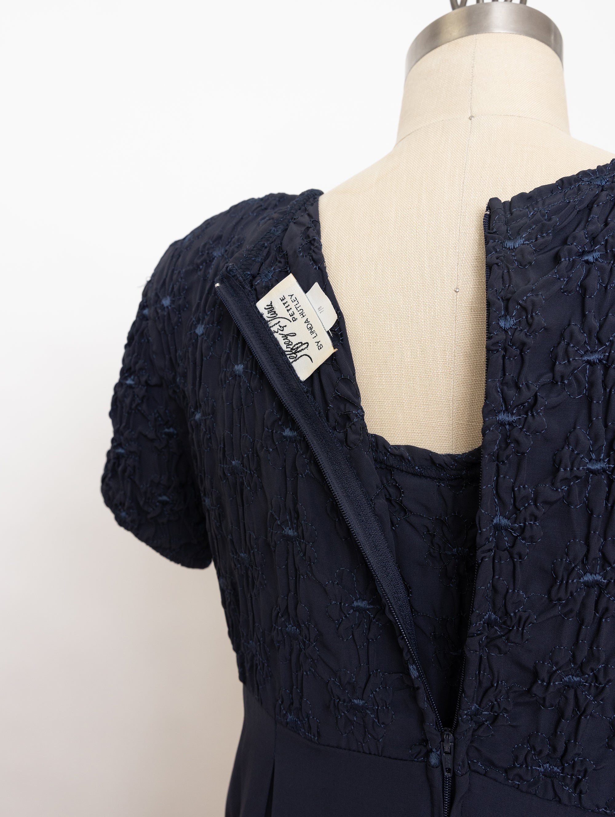 90s navy blue embroidered short sleeve jumpsuit