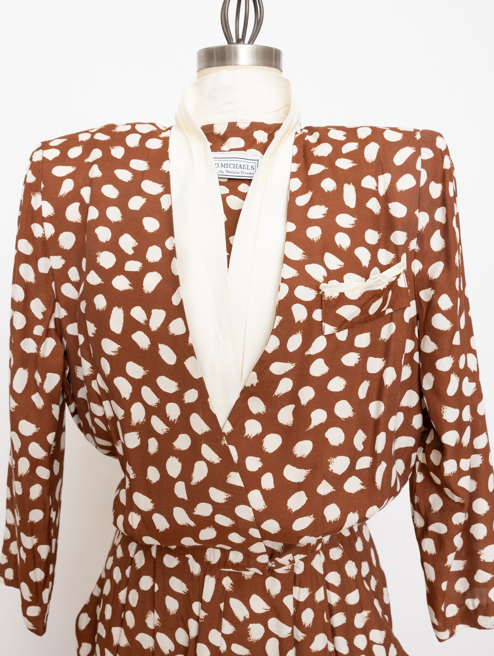 80s/90s light brown polka dot jumpsuit