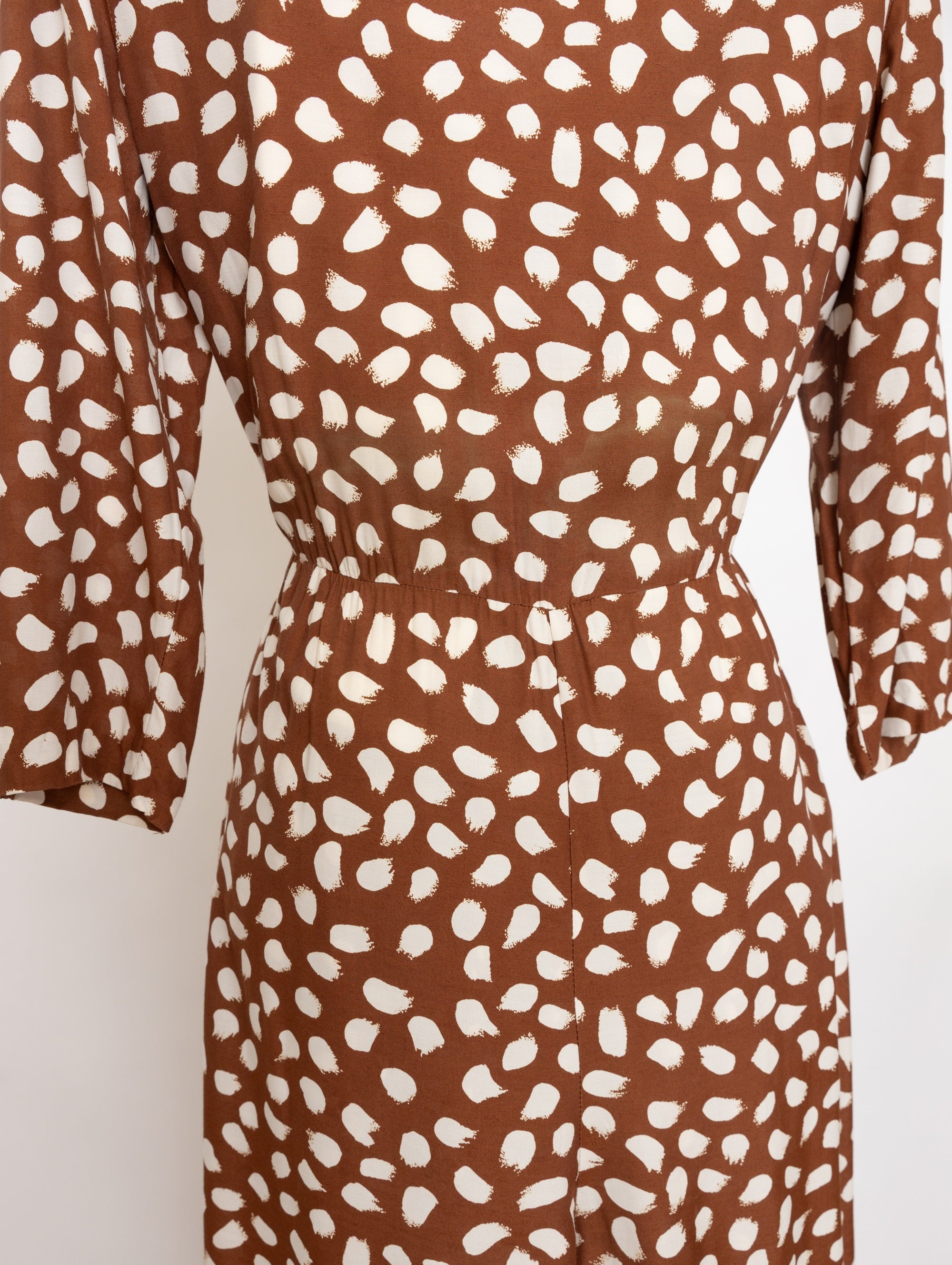 80s/90s light brown polka dot jumpsuit
